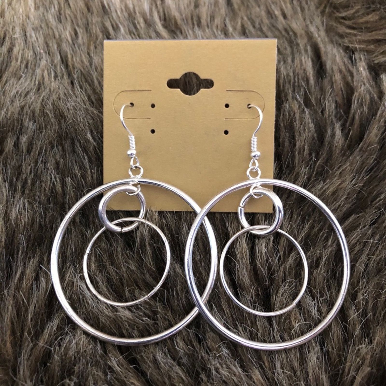 Vintage Vintage repurpose shiny silver tone ring earrings Size ONE SIZE - 2 Thumbnail