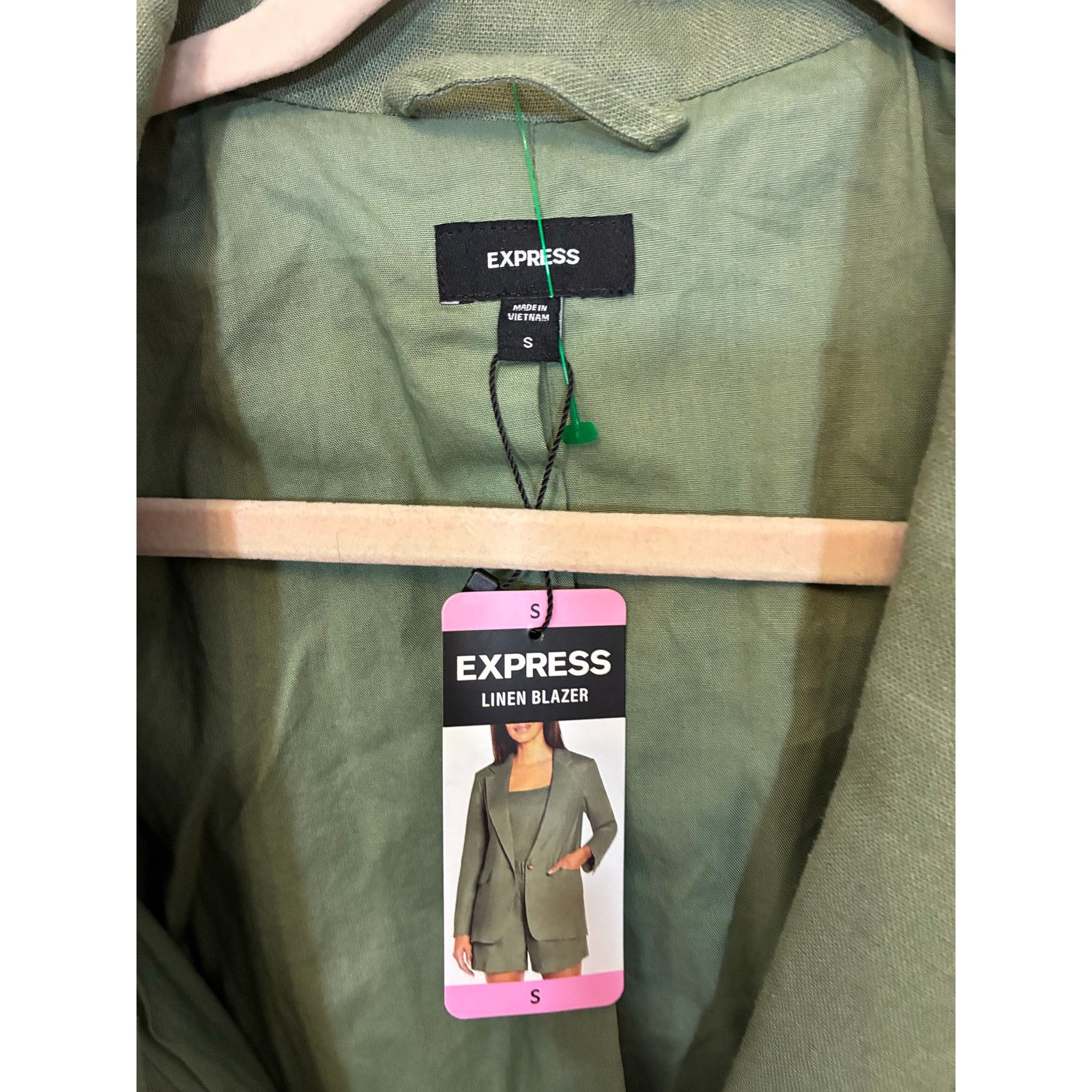 Express Express Women's Green Linen Blend Blazer Jacket Corpcore S Size S / US 4 / IT 40 - 4 Thumbnail