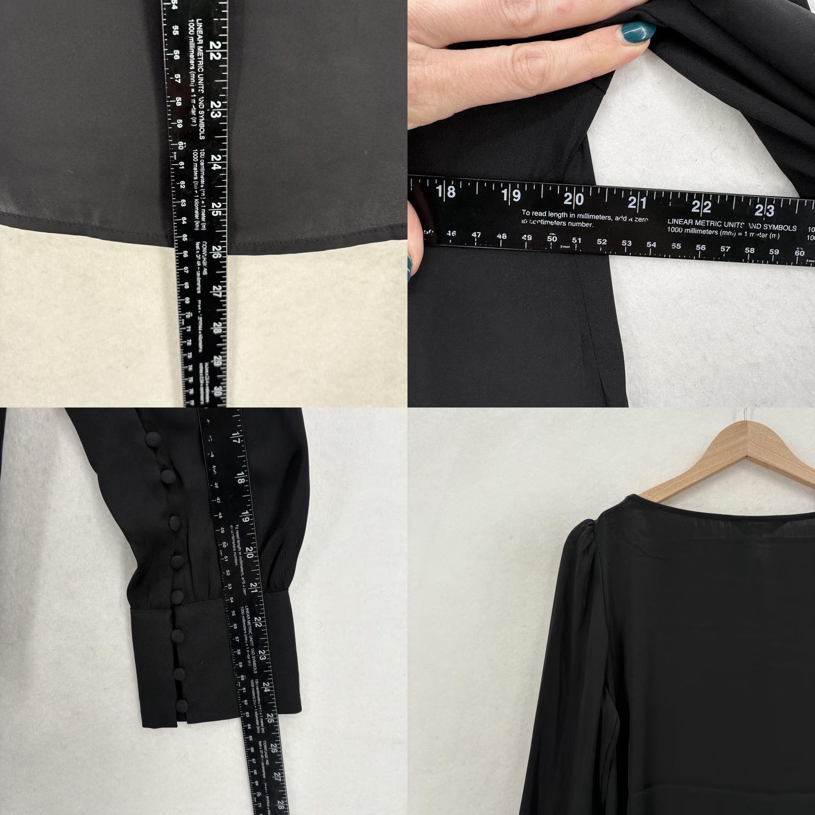 Express Express Blouse Womens Medium Black Scoop Neck Long Sleeve Button Cuff Dressy Size M / US 6-8 / IT 42-44 - 8 Thumbnail