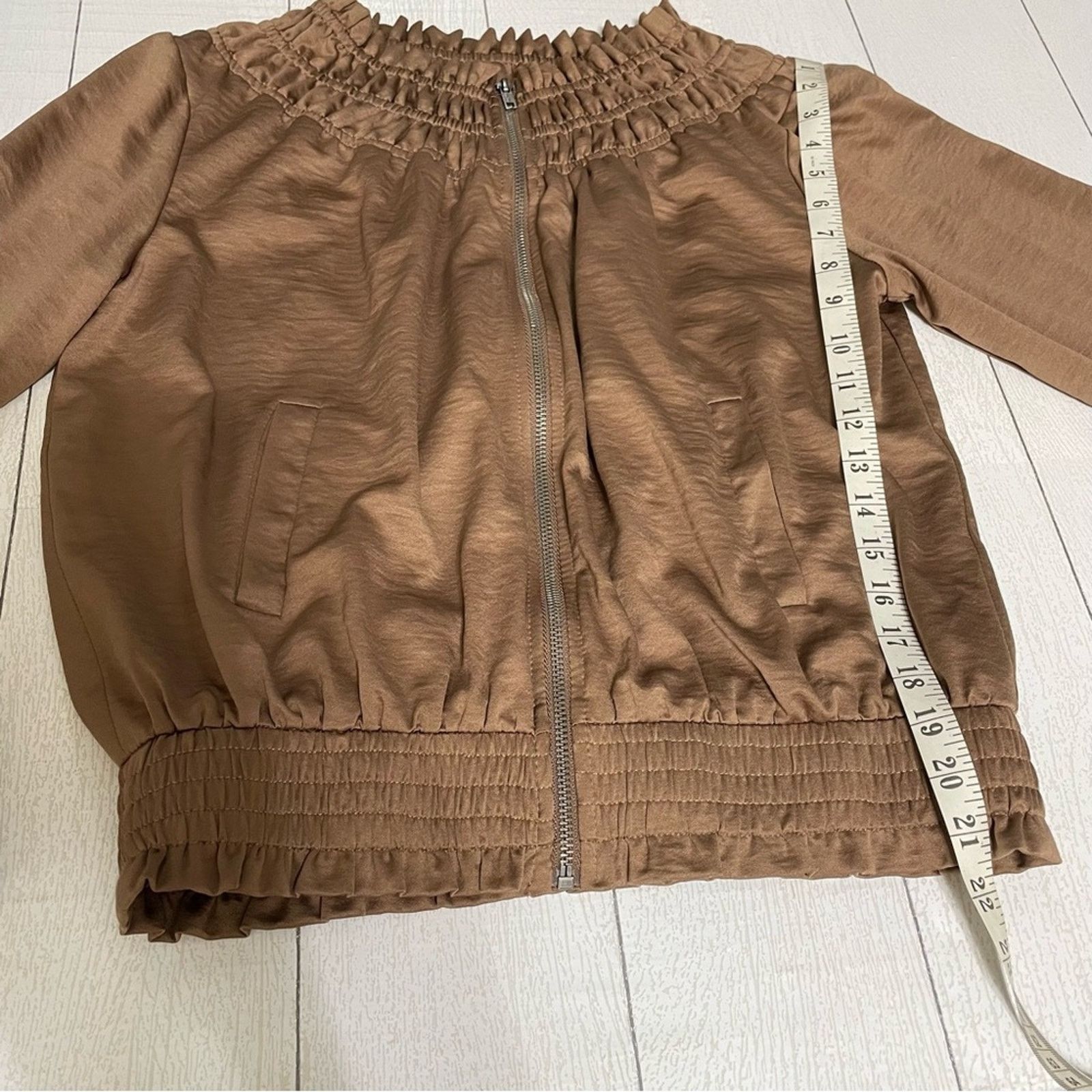 Other OLIVIA GREY Taupe Brown Gathered Bomber Jacket Size Small Size S / US 4 / IT 40 - 2 Thumbnail