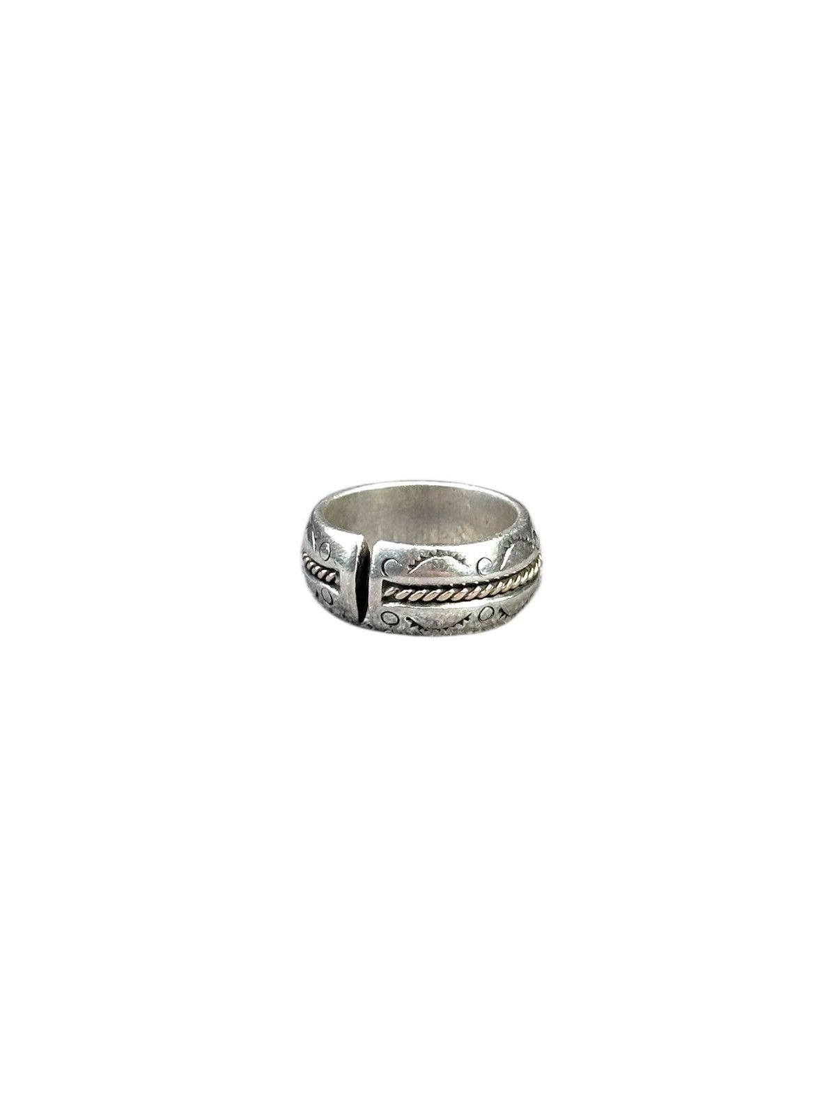 Vintage NAVAJO STAMPED 10K GOLD ROPE STERLING SILVER RING Size ONE SIZE - 5 Thumbnail