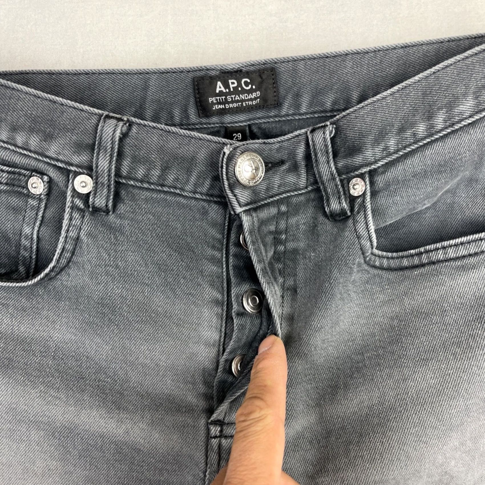 A.P.C. APC Jeans Mens 29x29 Black Petit Standard Button Fly Slim Droit Etroit Pants Size US 29 - 5 Thumbnail