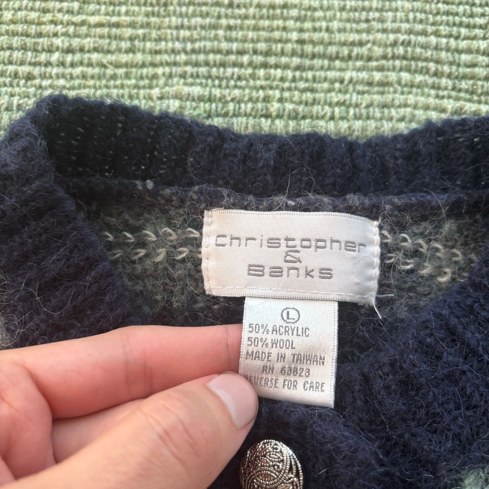 Vintage Vintage 90s/Y2K Christopher & Banks Wool Plaid Cardigan Size L / US 10 / IT 46 - 3 Thumbnail