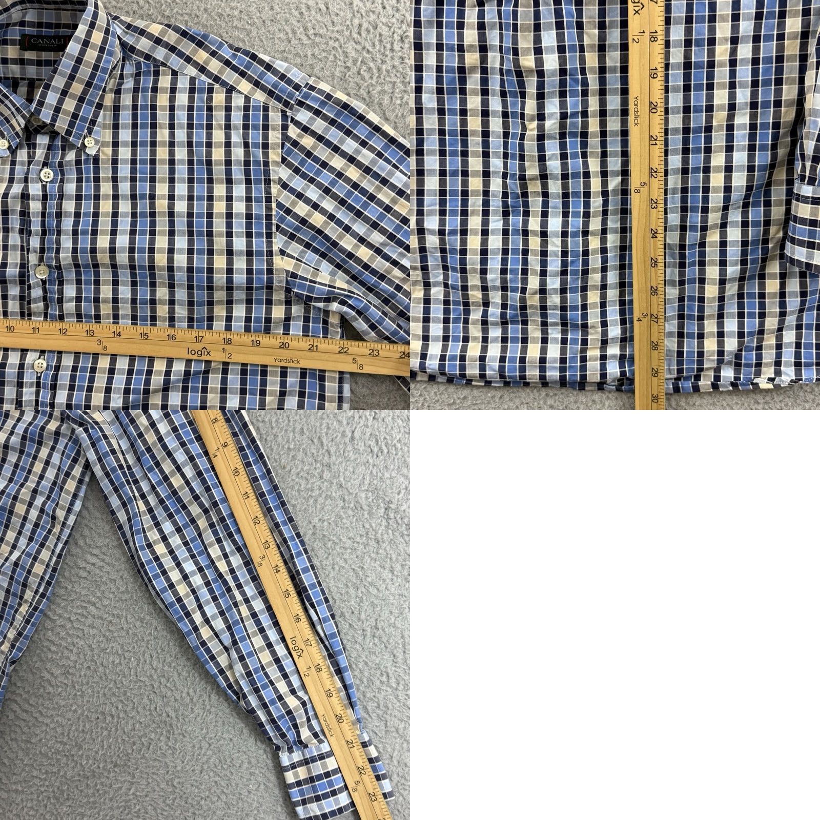 Canali Canali Shirt Men Medium Blue Check Button Down Long Sleeve Casual Preppy Outdoor Size US M / EU 48-50 / 2 - 8 Thumbnail