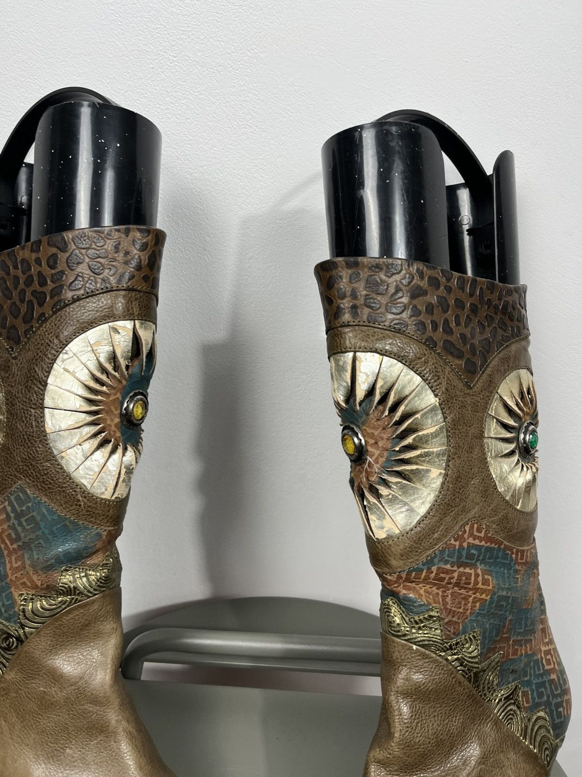 Other Asso di Italy Leather Art Patchwork Mid Calf Boots EU 39 Size US 8 / IT 38 - 3 Thumbnail