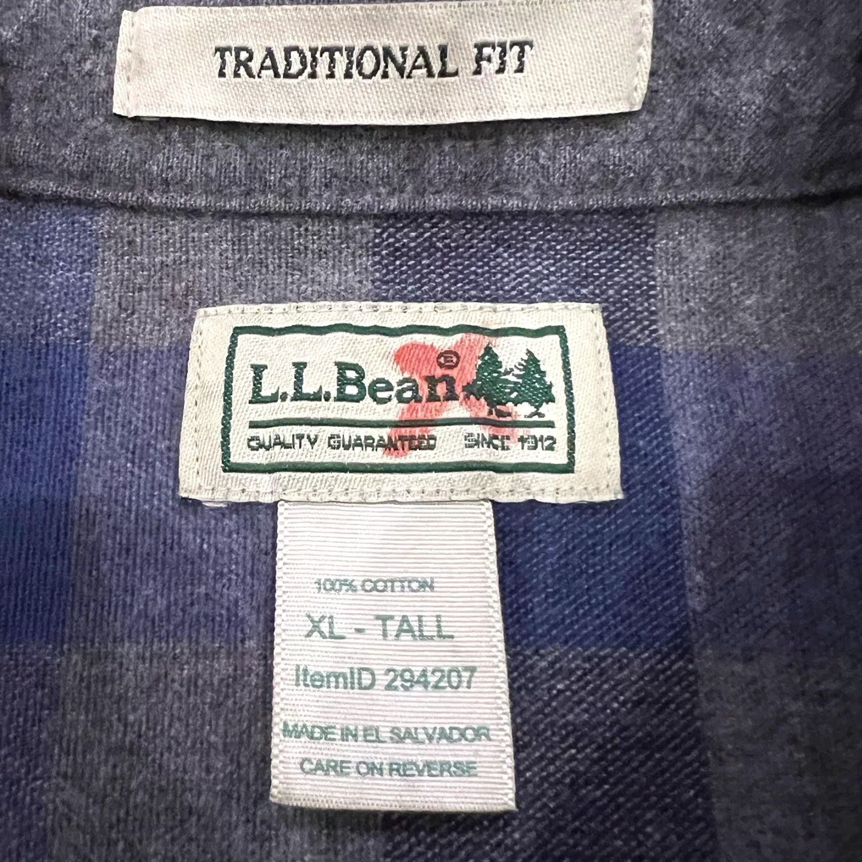 Vintage VINTAGE LL Bean Men's Flannel Shirt Long Sleeve Casual Travel Workwear XLT Blue/Gray Plaid Size US XL / EU 56 / 4 - 2 Thumbnail