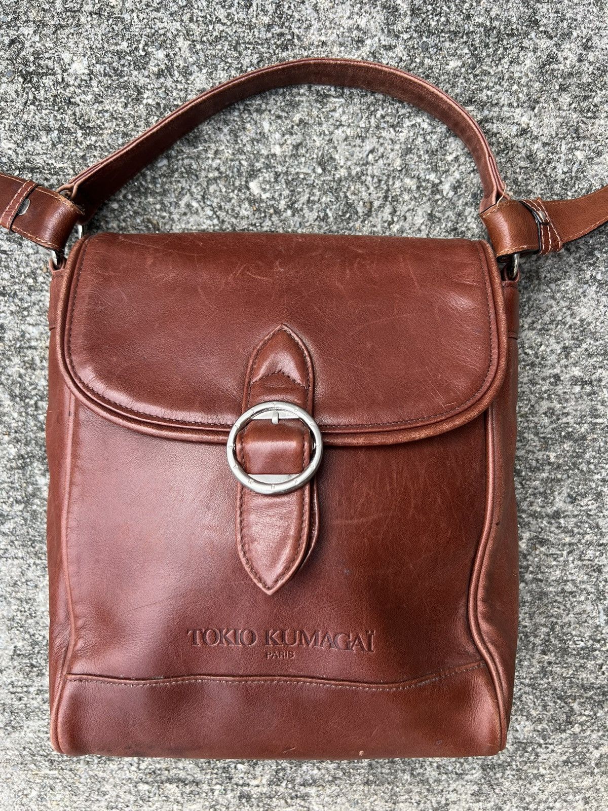 Tokio Kumagai Vintage 90s Tokio Kumagai Paris Patina Leather 2 Way Bag Size ONE SIZE - 10 Thumbnail