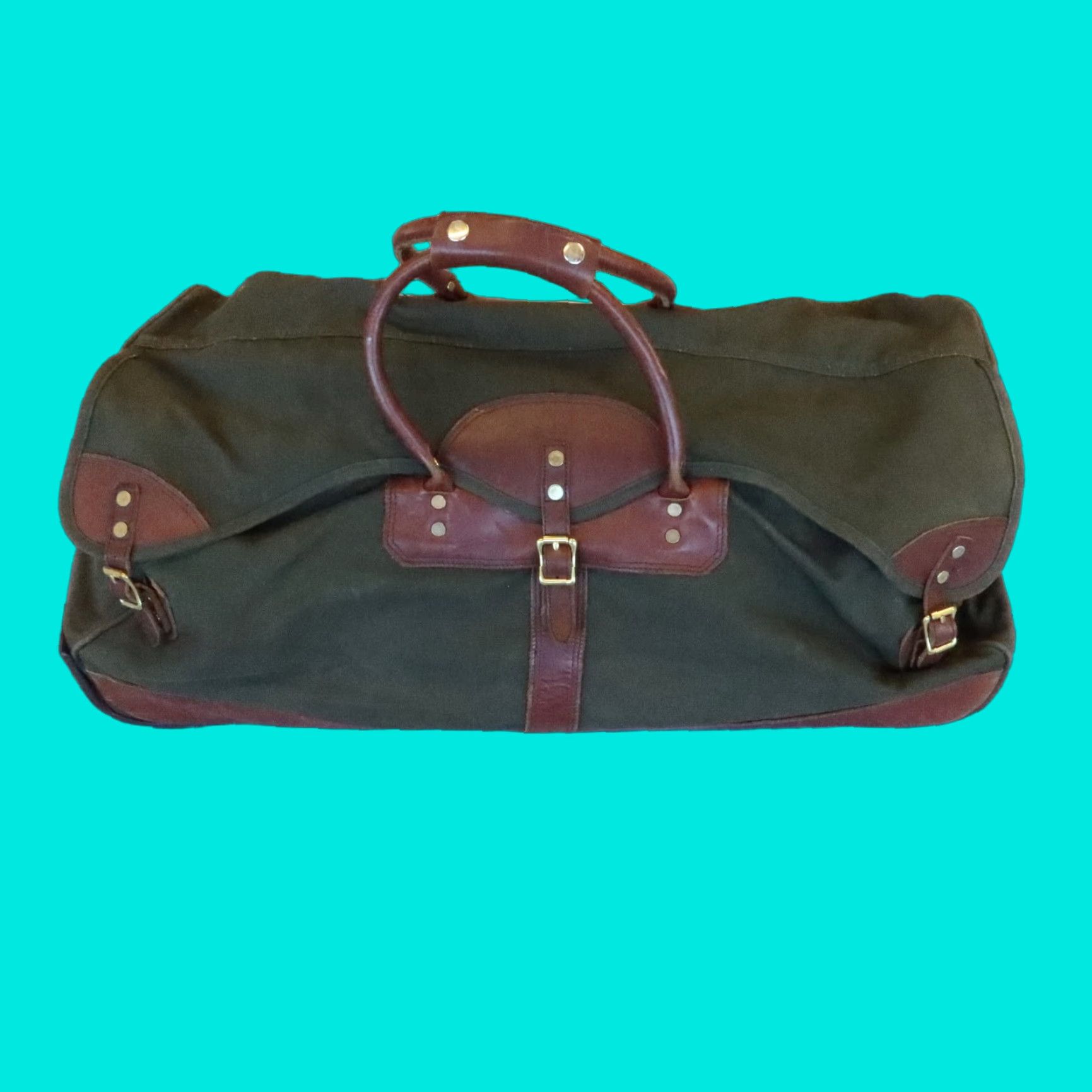 Orvis VINTAGE The Orvis Company Battenkill Leather & Green Rolling Canvas Luggage Bag Size ONE SIZE - 1 Thumbnail