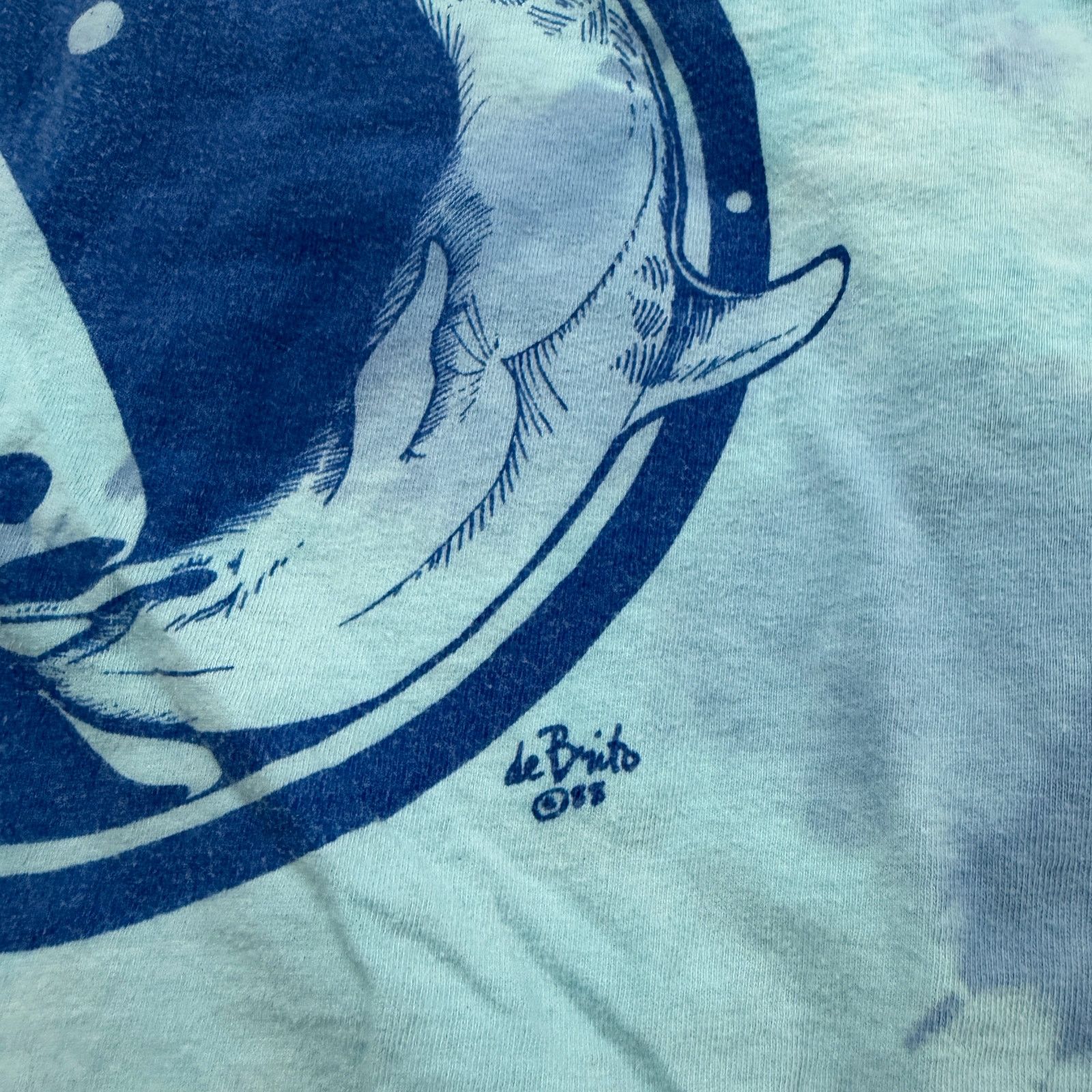 Vintage Vintage Dolphin Yin Yang Shirt Large Blue 1985 Single Stitch Size US L / EU 52-54 / 3 - 4 Thumbnail