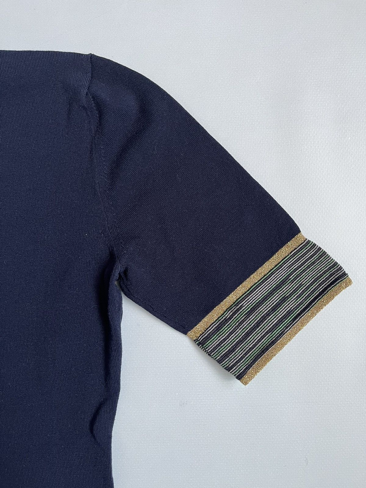 Missoni Missoni Women Blue & Gold Slim Short Sleeve T-shirt Size M / US 6-8 / IT 42-44 - 4 Thumbnail