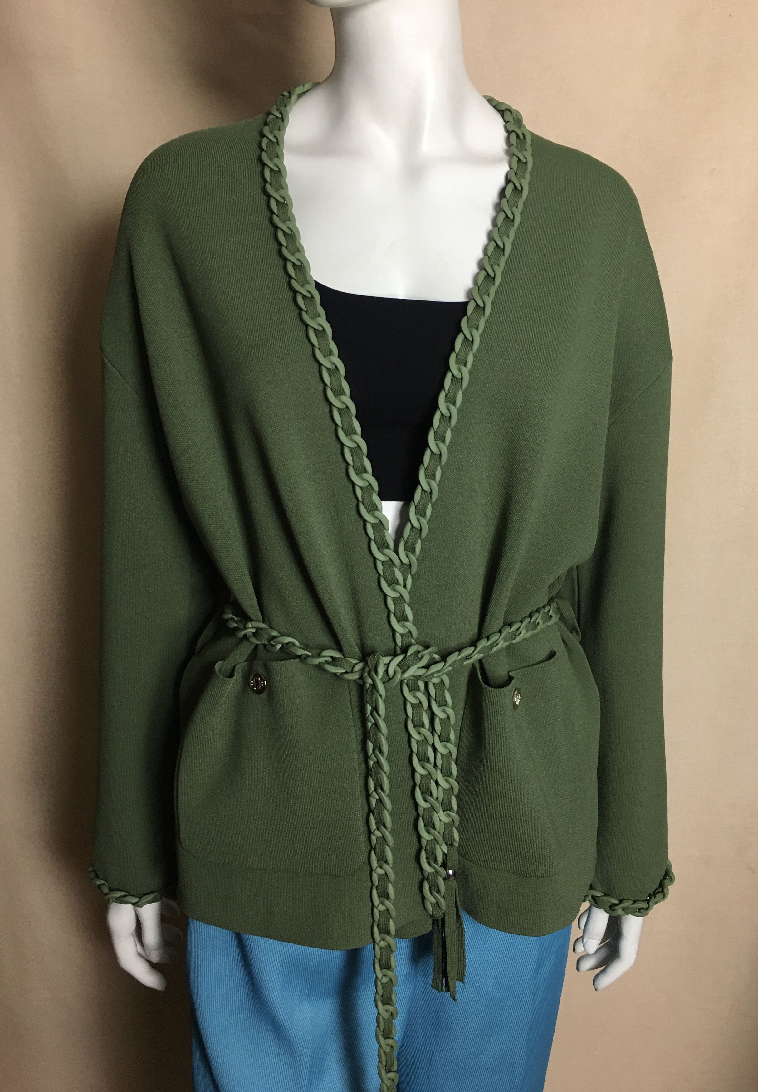 Maje Maje Green Cardigan with Braided Trim Size 3/L Size L / US 10 / IT 46 - 8 Thumbnail