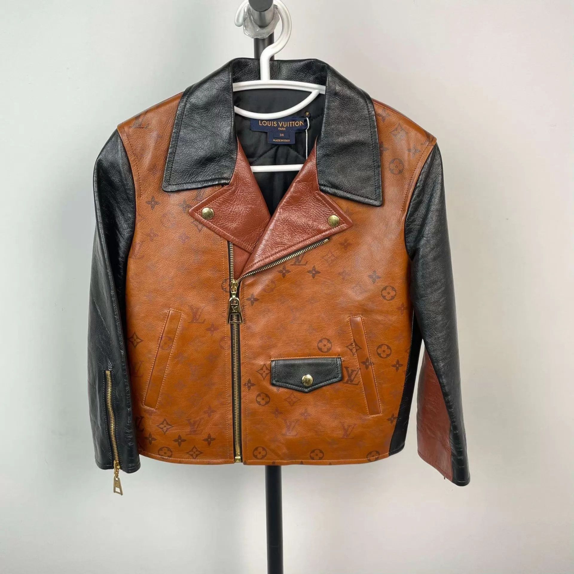 Louis Vuitton LV Monogram leather biker jacket brown XS Size XS / US 0-2 / IT 36-38 - 1 Thumbnail
