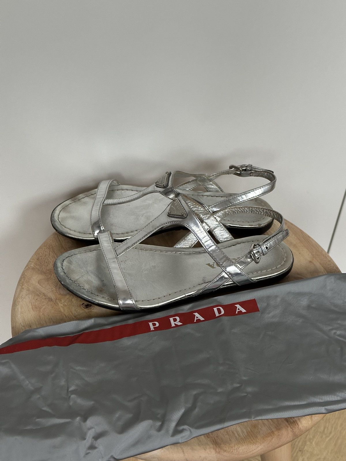 Designer × Prada Prada metal logo sandals Size US 6.5 / IT 36.5 - 10 Thumbnail