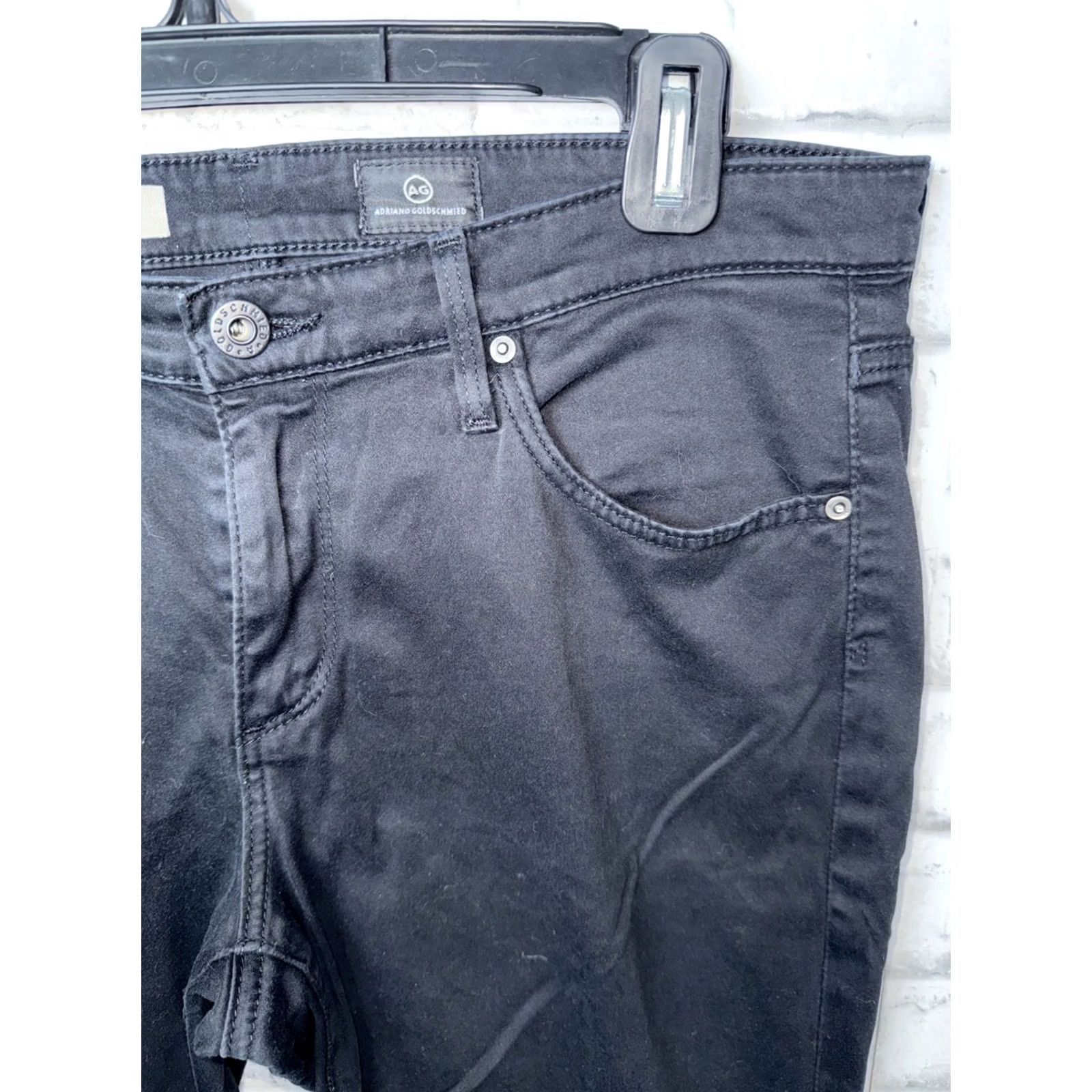 Denime AG Adriano Goldschmied Jeans Womens 30r Black Denim The Stevie Slim Straight USA Jeans 5-Pocket Ankle Womens Size 30" / US 8 / IT 44 - 2 Thumbnail
