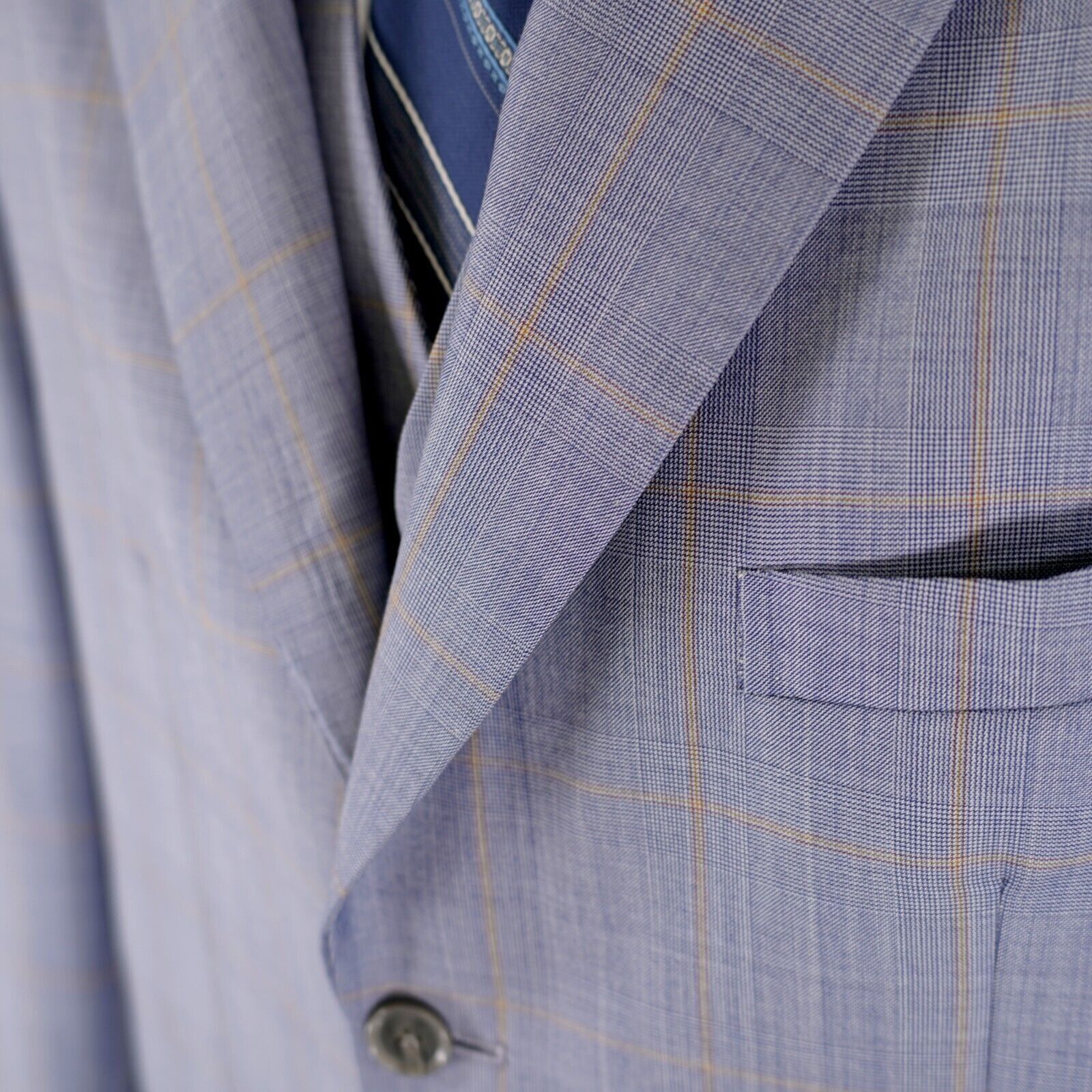 Vitale Barberis Canonico Vitale Barberis Canonico Super 140s Blue Plaid 2 Piece Vest Size 42L - 3 Thumbnail