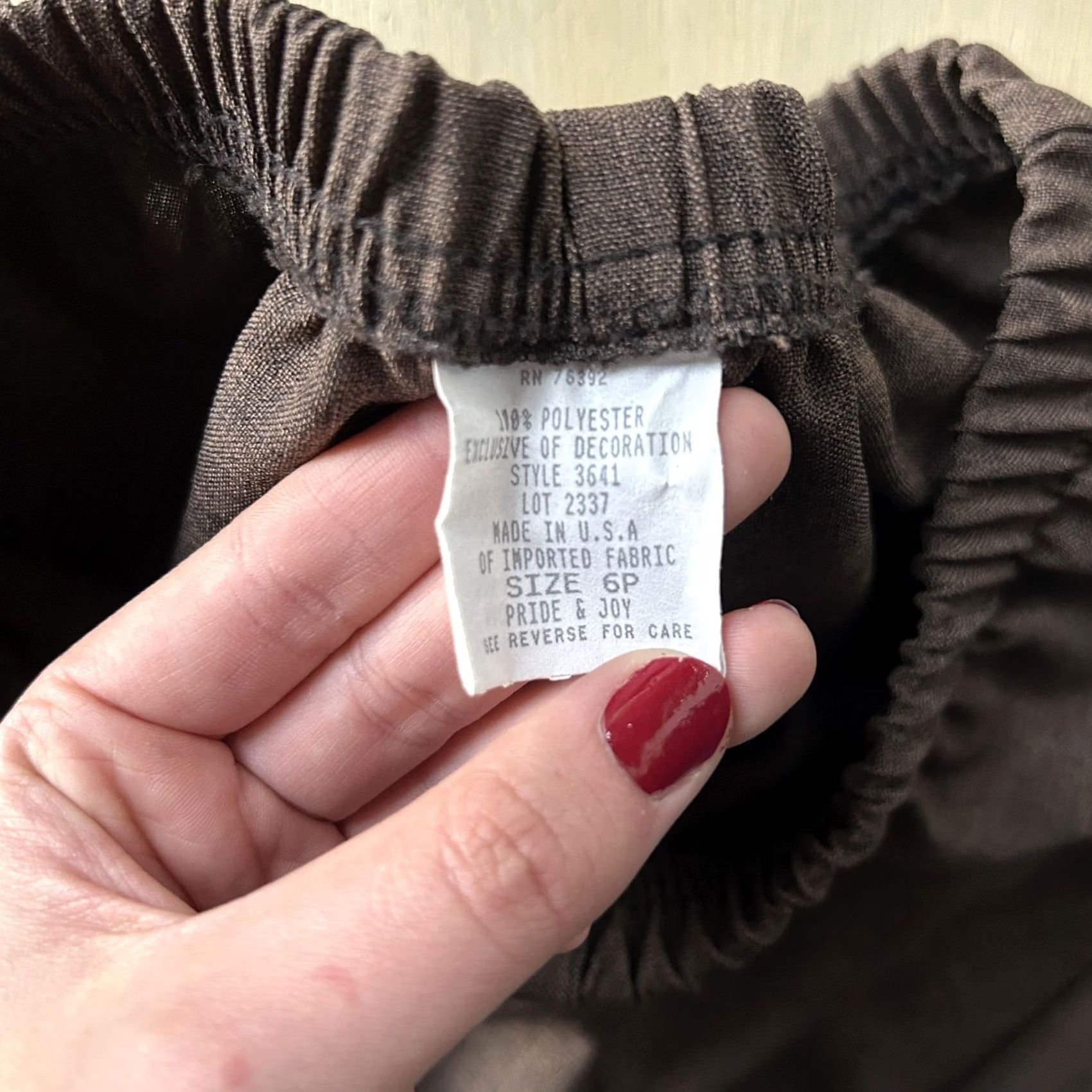 Vintage VINTAGE Pride & Joy Dress Pants Womens 6P Brown Polyester Elastic Waist USA Size 28" / US 6 / IT 42 - 2 Thumbnail