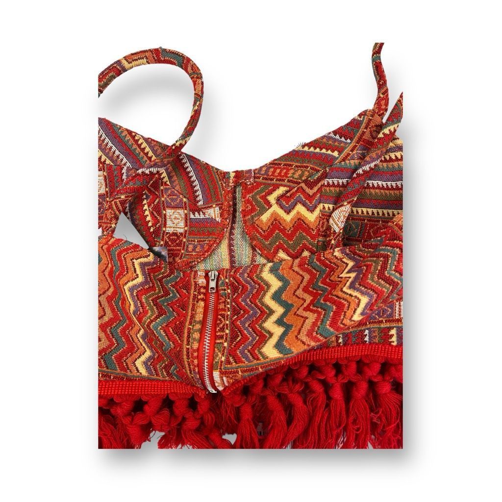 Cider Cider Boho Geometric Corset Fringe Crop Top Size Medium Size M / US 6-8 / IT 42-44 - 4 Thumbnail