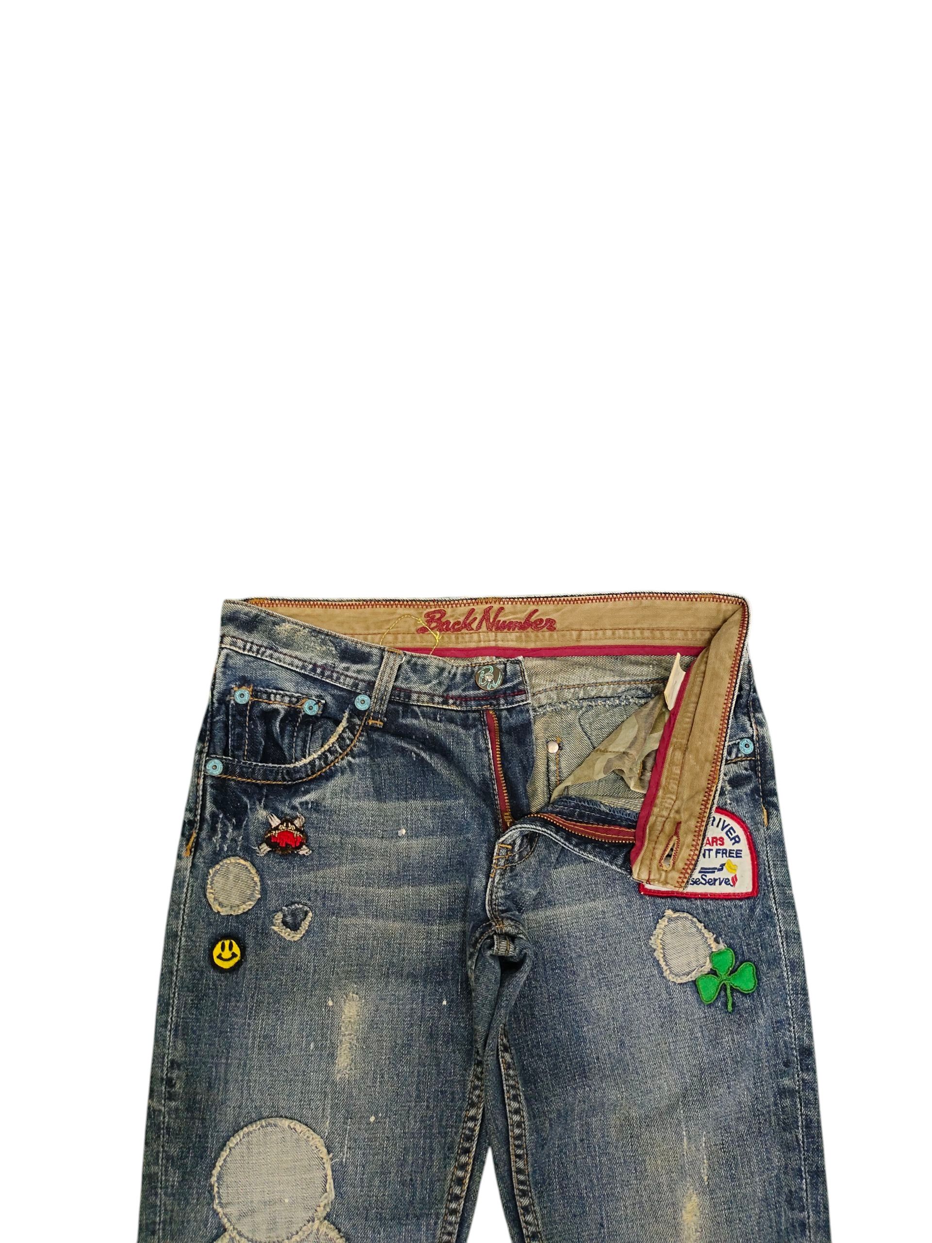 Flare Jeans Back Number Patches Clawmark Distress Bootcut