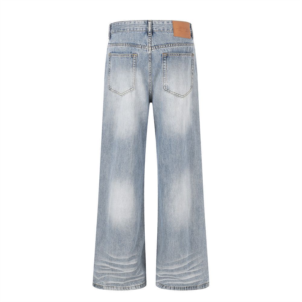 Vintage American Retro Light-Wash Distressed Flared Jeans Size US 32 / EU 48 - 2 Thumbnail