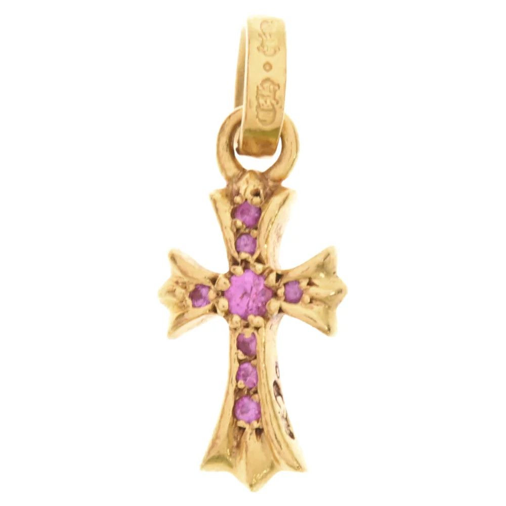 image of Chrome Hearts Gold & Sapphire Cross Charm, Men's