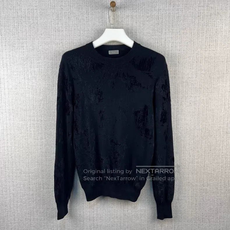 Dior Dior Velvet destruction pattern knitted round-neck sweater Size US S / EU 44-46 / 1 - 1 Thumbnail