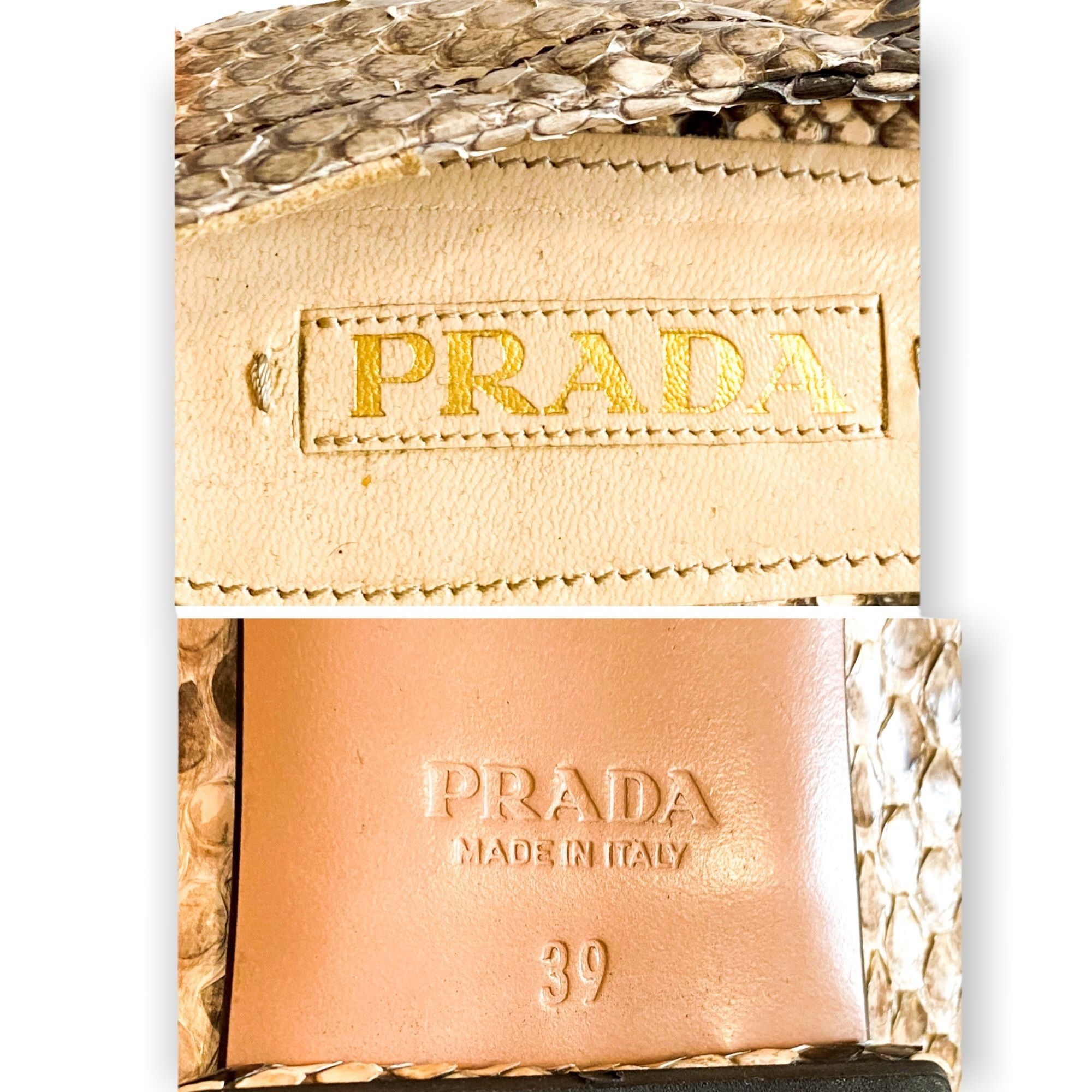 Prada Prada Beige Snake Ballet Flats with Metal Buttons 39 EU Size US 9 / IT 39 - 9 Thumbnail
