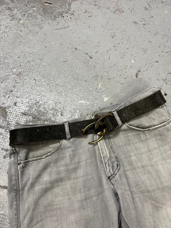 Roberto Cavalli 2000s Cavalli Black Eroded Leather Belt Size ONE SIZE - 9 Thumbnail