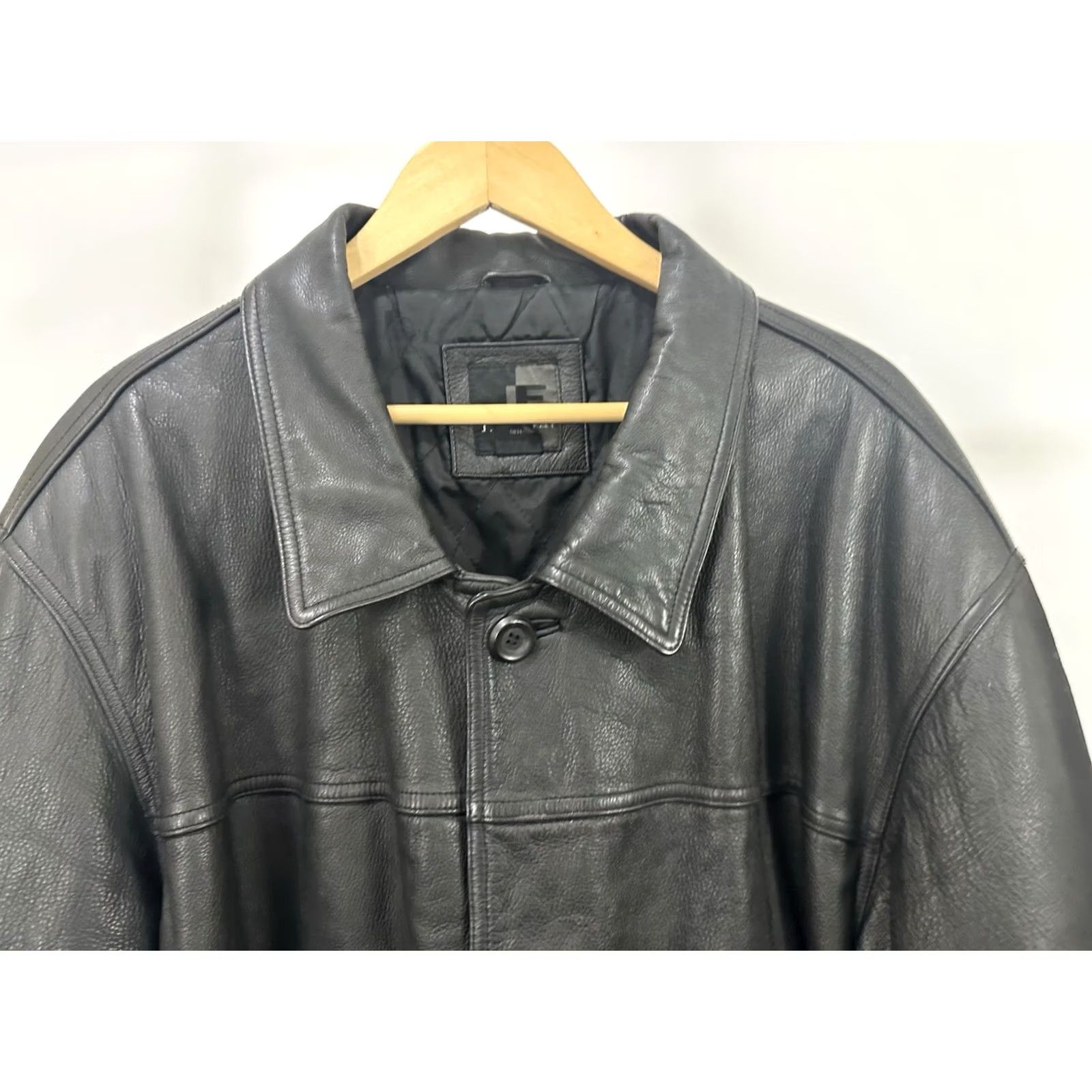 Ferrari VTG J Ferrar Black Leather Coat 3XLT Heavy Quilted Lined Overcoat Mens Coat Size US XXL / EU 58 / 5 - 5 Thumbnail
