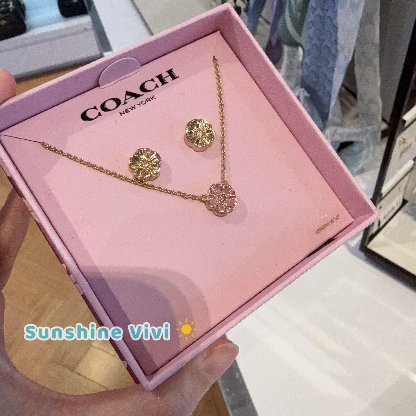 Coach NWT Coach Enamel Tea Rose Earrings & Necklace Set CEM51 Size ONE SIZE - 2 Thumbnail