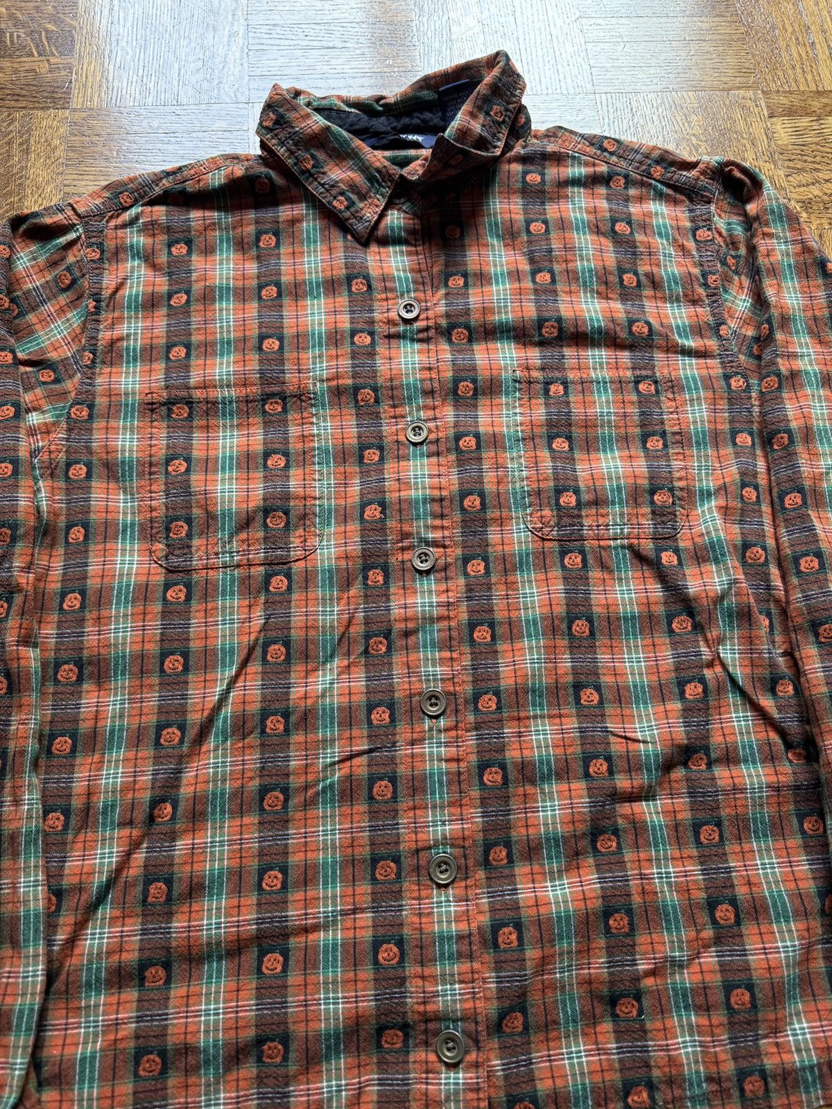 Vintage Vintage Halloween Pumpkin Button Up Flannel Shirt Size L / US 10 / IT 46 - 2 Thumbnail