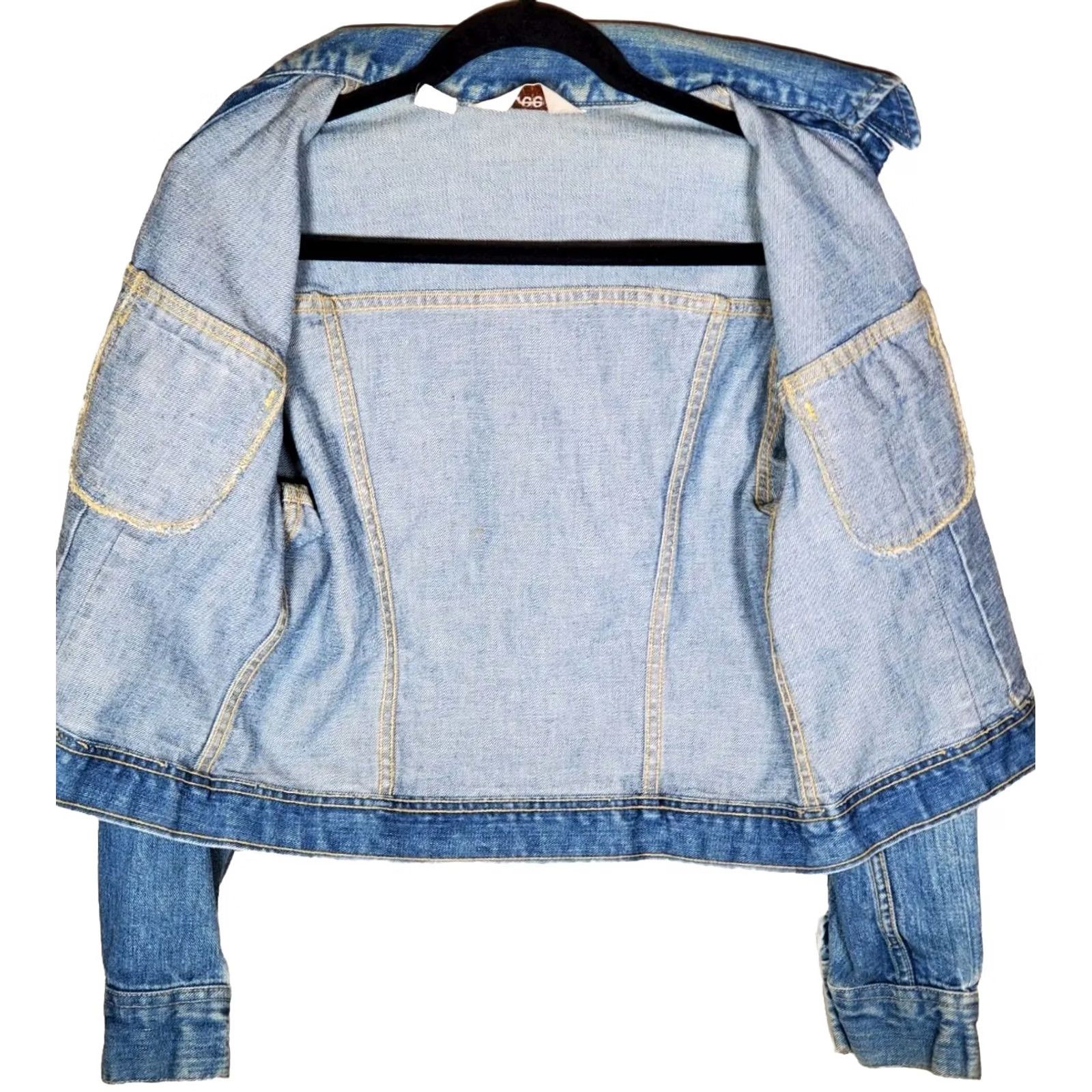 Lee VINTAGE Lee Riders White Label Denim Jacket Long Point Collar Women's S* Jeans Jacket Western 1970s Rugged USA Mens Womens Girls Size S / US 4 / IT 40 - 3 Thumbnail