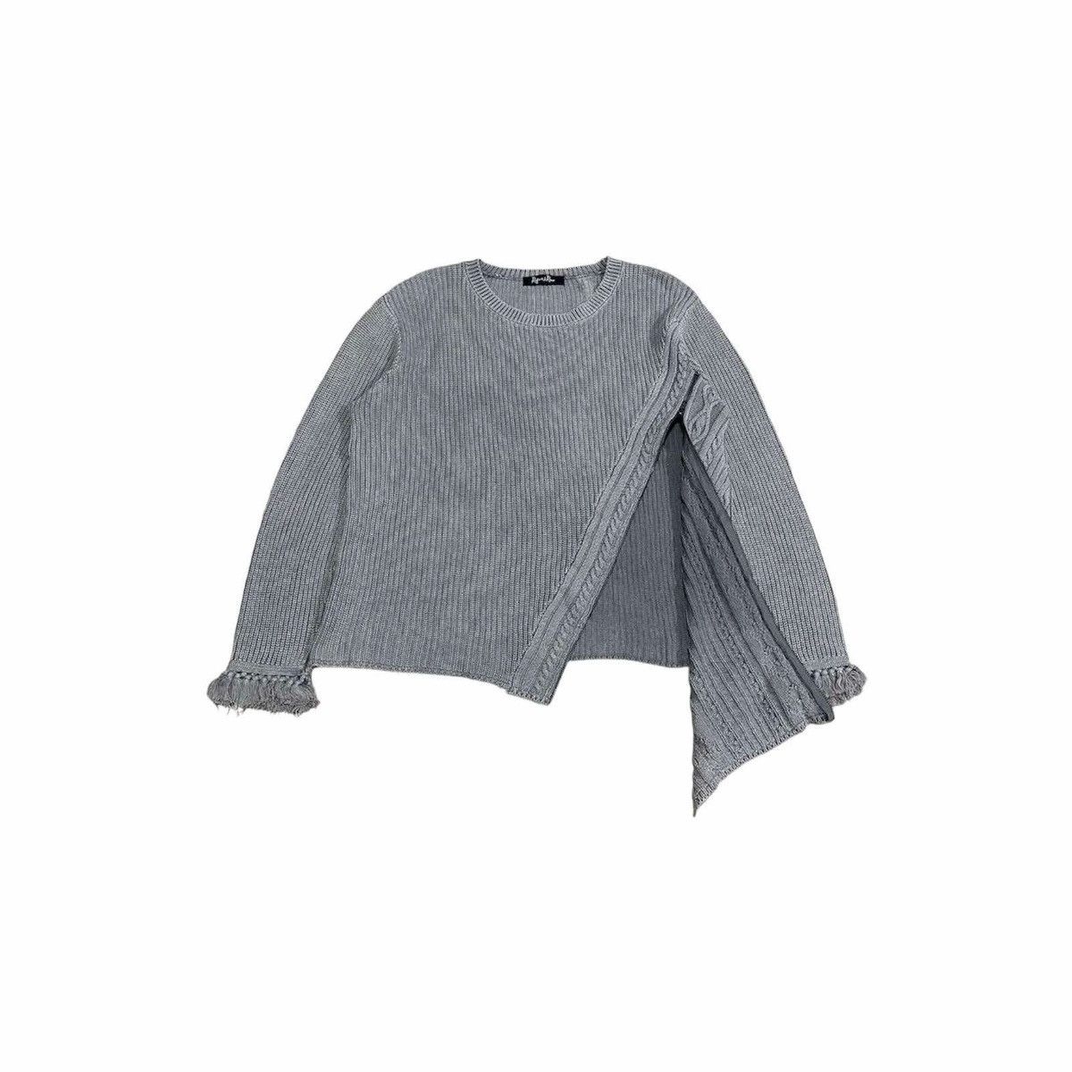 If Six Was Nine × Japanese Brand × Tornado Mart 🔥Sick Y2K Roger & Raw Cable Knit Asymmetric Sweater Zipper Size US M / EU 48-50 / 2 - 4 Thumbnail