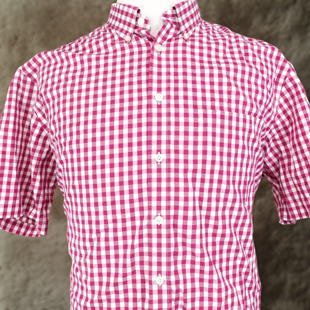 Charles Tyrwhitt CHARLES TYRWHITT WEEKEND NON IRON CLASSIC FIT S/S BUTTON DOWN SHIRT MENS XL MENS XL FUSCIA Check Cotton Button-Up Collared Short Sleeve Vintage: No Size US XL / EU 56 / 4 - 1 Thumbnail