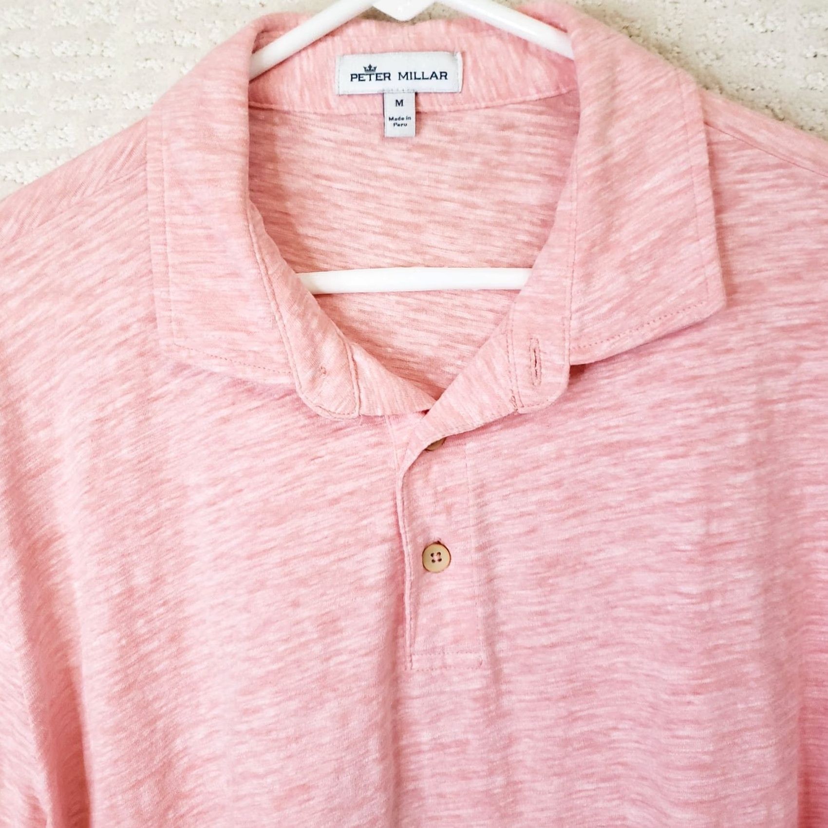 Peter Millar Peter Millar Polo Shirt Men's M Heathered Pink Coral Short Sleeve Golf Casual Boys Mens Womens Size US M / EU 48-50 / 2 - 3 Thumbnail