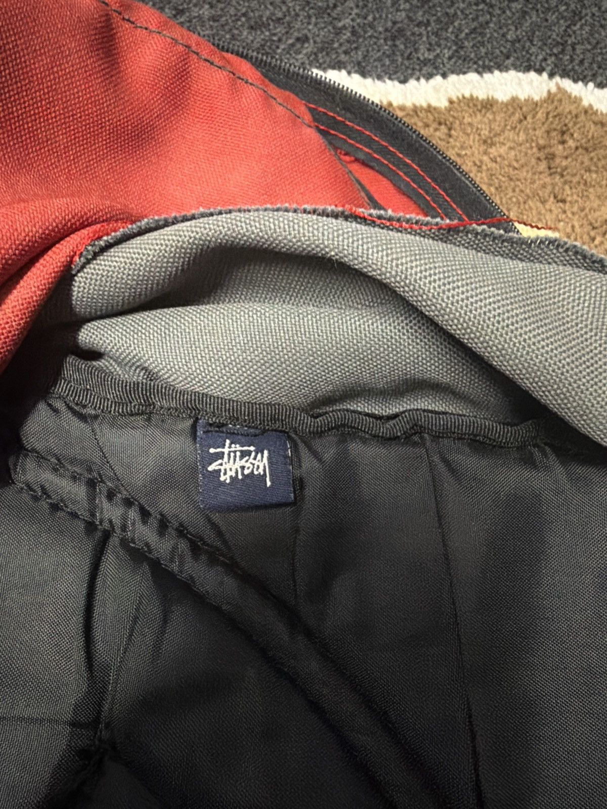 Stussy Vintage 90s Stussy 2 in 1 Backpack and Side Bag Red & Grey Size ONE SIZE - 10 Thumbnail