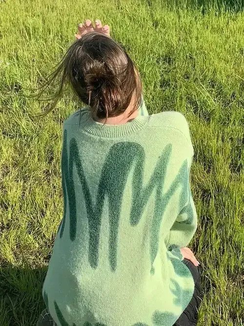 Japanese Brand Aproms Elegant Green Striped Print Pullovers Size ONE SIZE - 4 Thumbnail