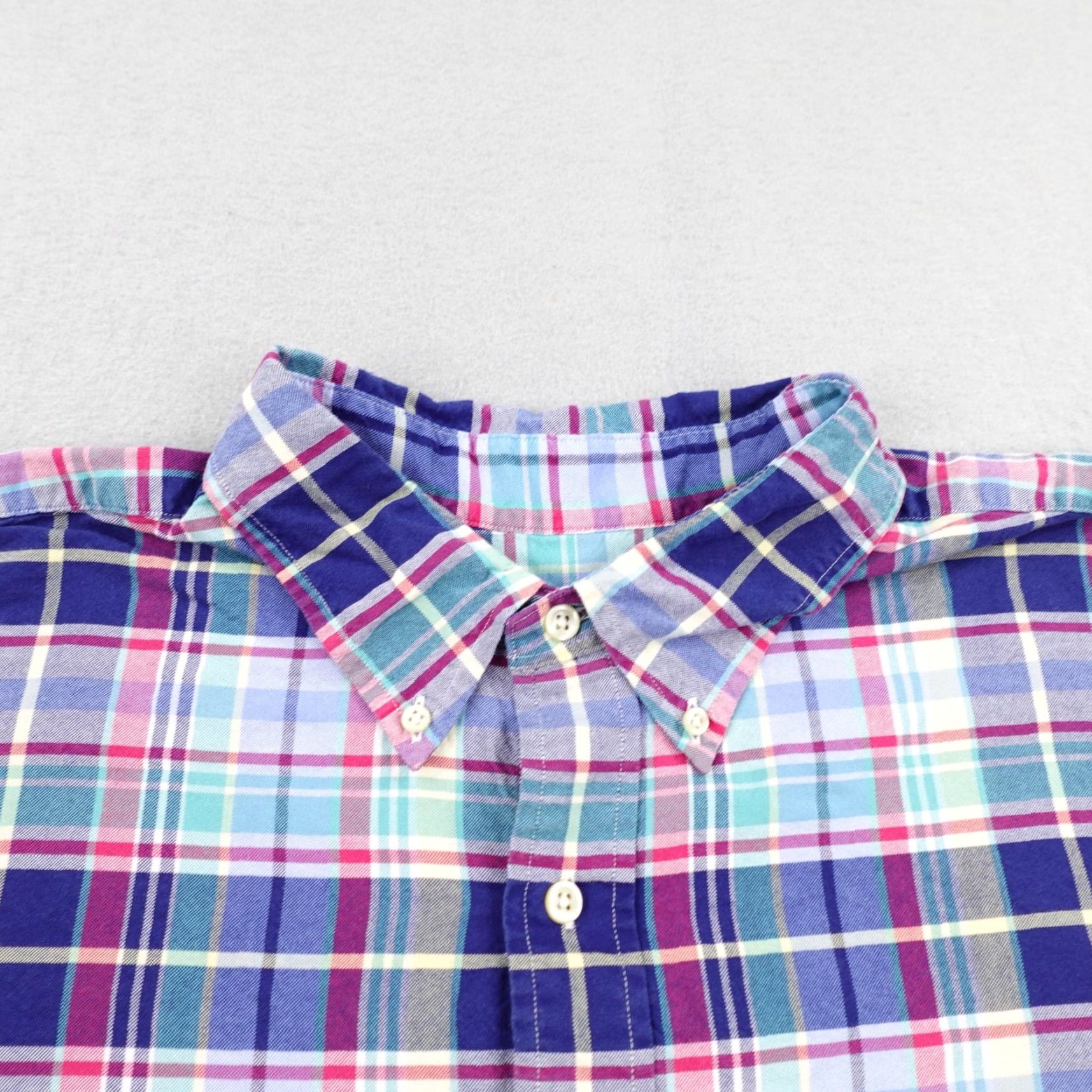 Ralph Lauren VINTAGE Ralph Lauren Shirt Mens 2XL Big & Tall Plaid Oxford Button-Down Pony Logo Blue Pink, Long Sleeve, Cotton, 2XLB, Button Up Mens Size US XXL / EU 58 / 5 - 2 Thumbnail