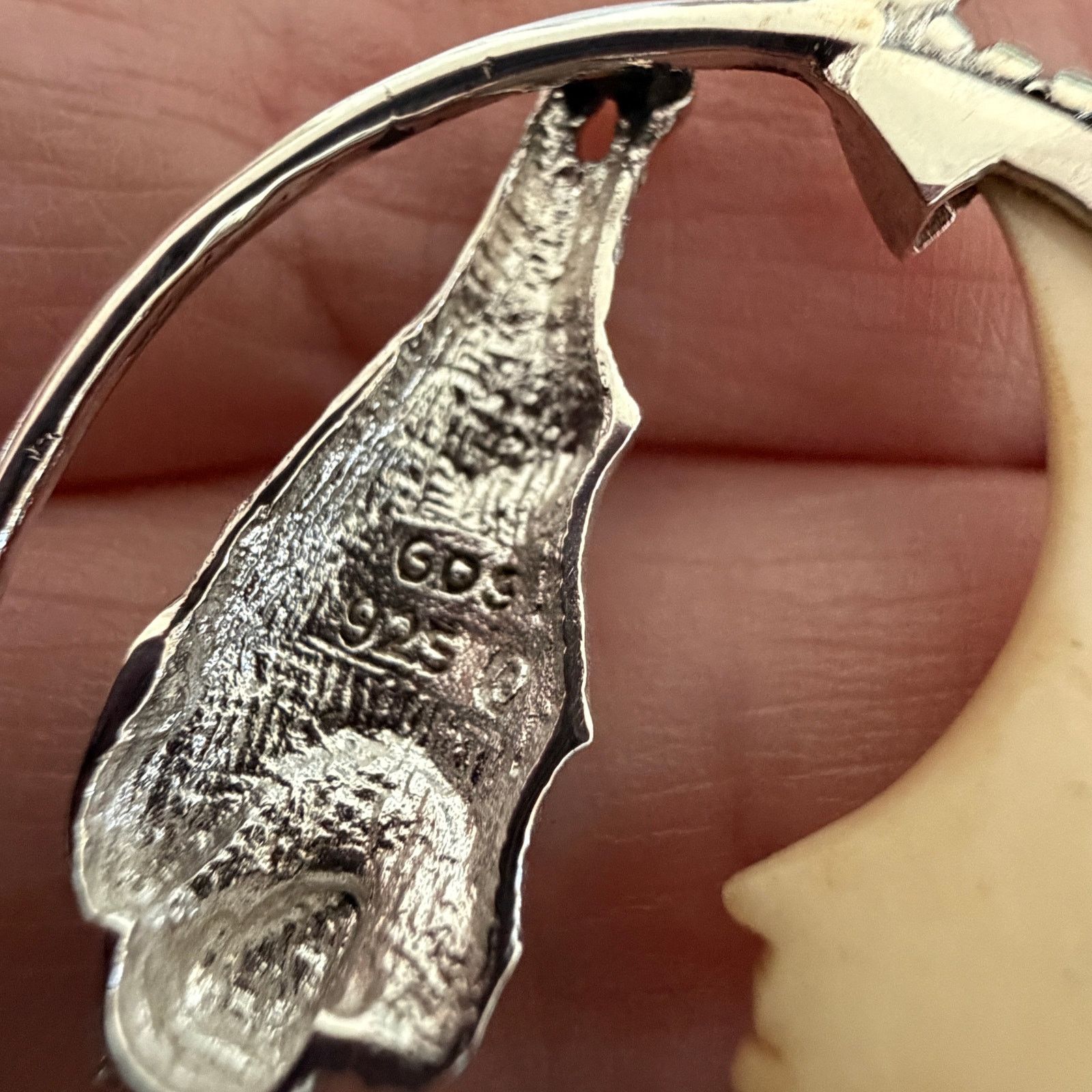 Other Sterling Silver Bat Moon Pendant Carved Tea Bone Gothic Size ONE SIZE - 7 Thumbnail