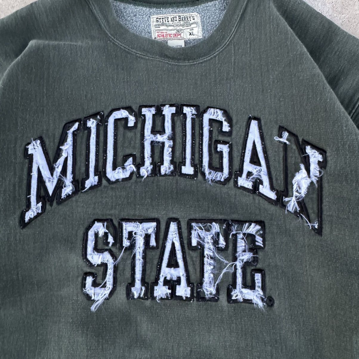 Nike × Stussy Vintage 90s Earth Tone Green Michigan State Crewneck Boxy XL Size US XL / EU 56 / 4 - 3 Thumbnail