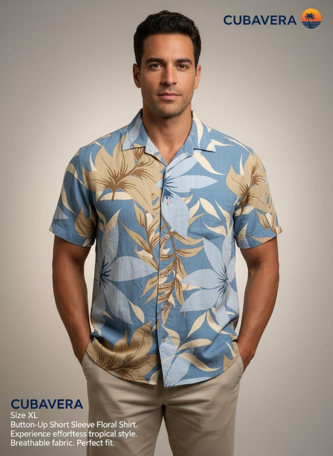 Cubavera Cubavera XL Button-Up Short Sleeve Floral Shirt Size US XL / EU 56 / 4 - 1 Thumbnail