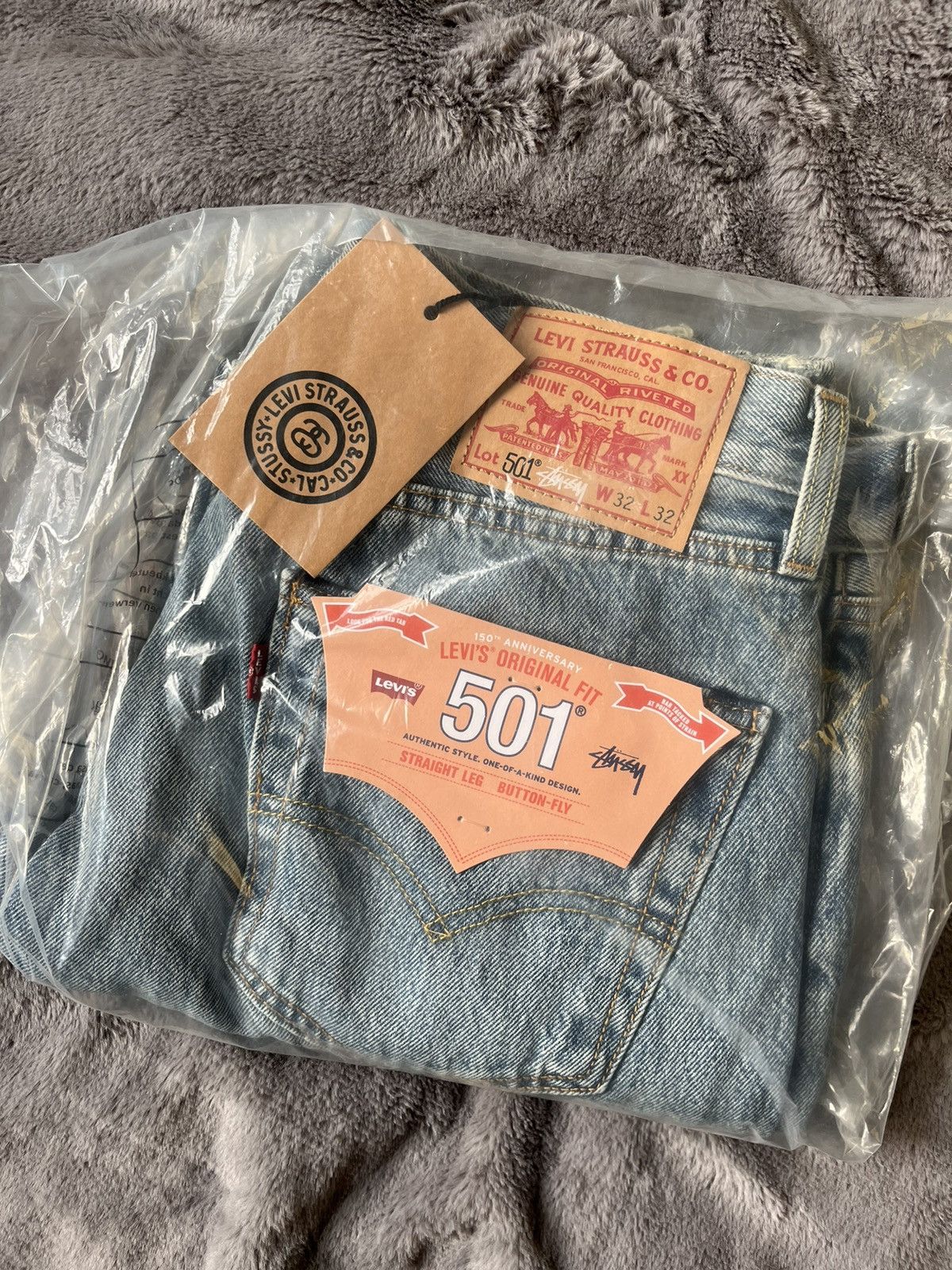 image of Levis x Stussy Levi’S 501S Size 32X32 Grail in Blue, Men's
