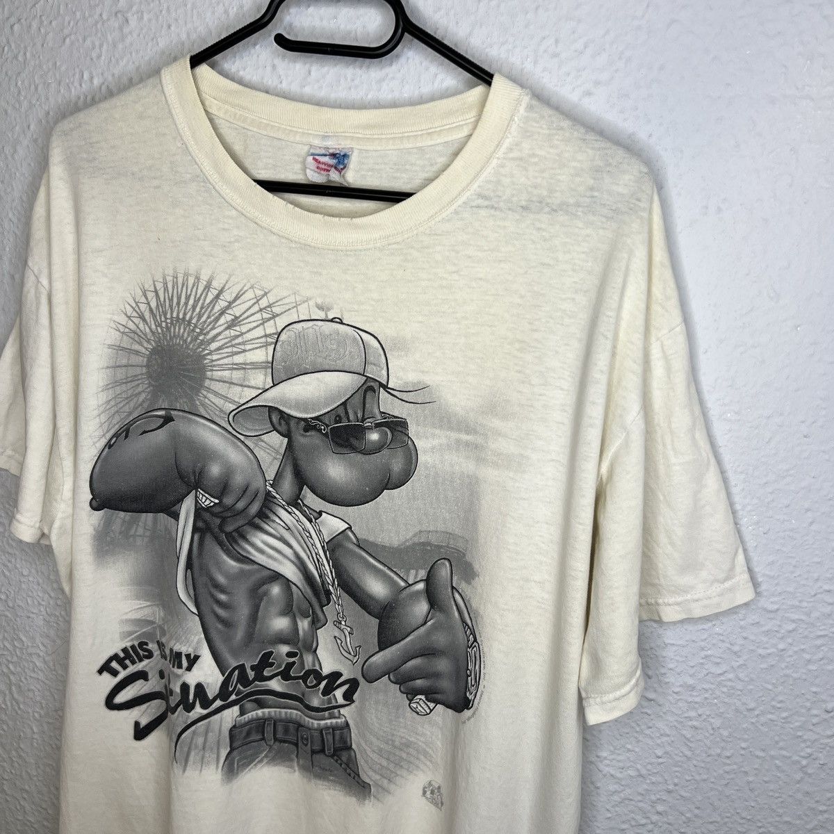 Cartoon Network Vintage Y2K Popeye Gangster Tee Tshirt Rare Print Cartoon Size US M / EU 48-50 / 2 - 3 Thumbnail