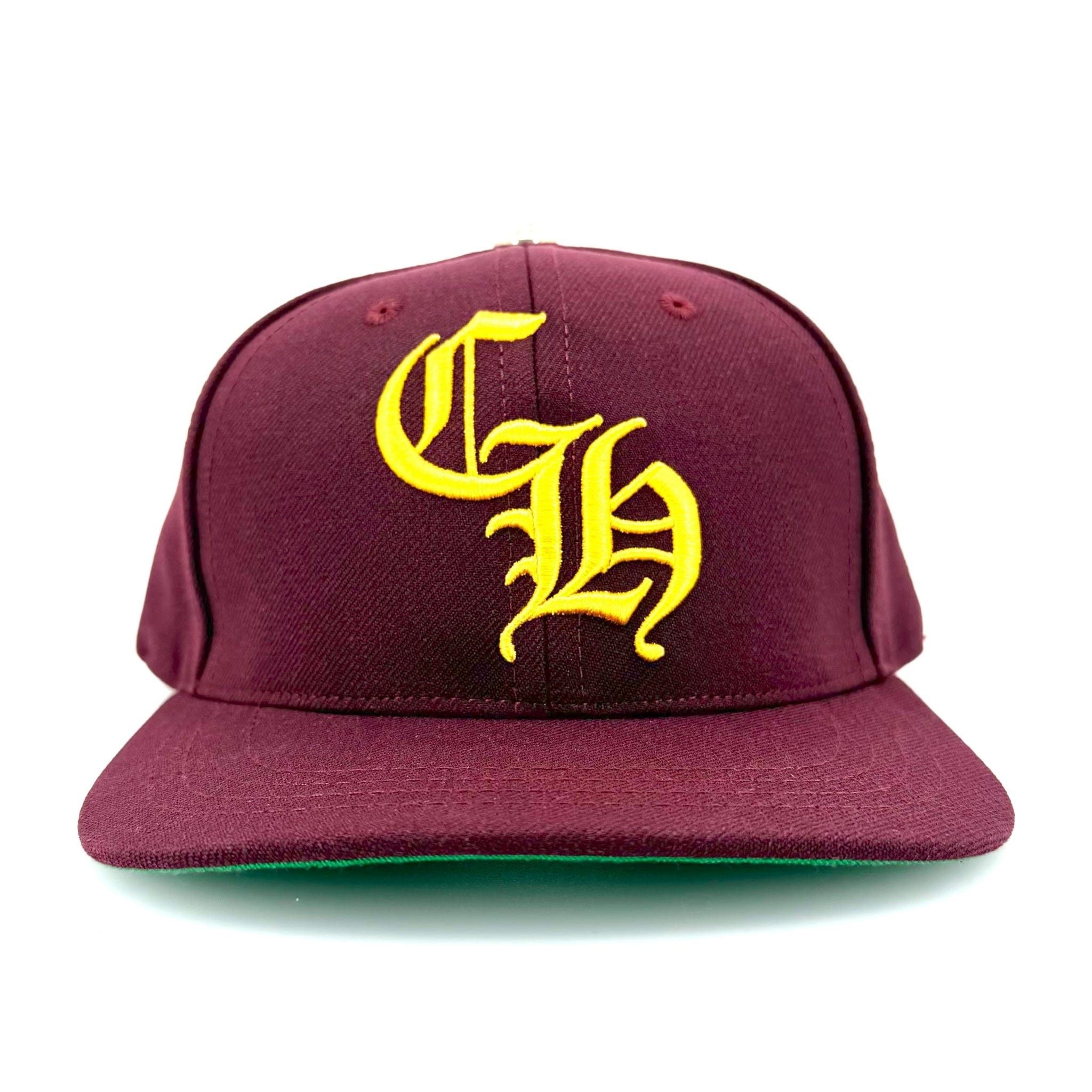 Chrome Hearts Embroidered CH Logo Baseball Hat Burgundy Gold Size ONE SIZE - 1 Thumbnail