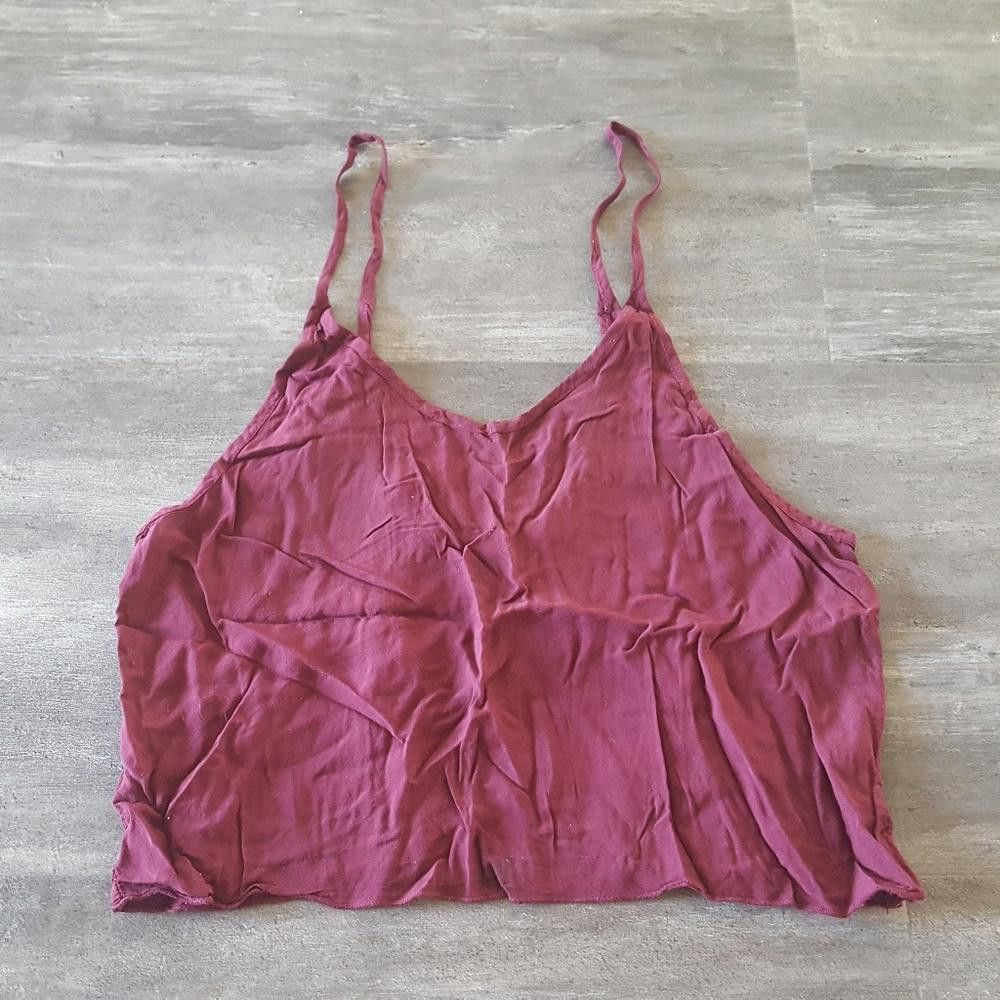 Designer Burgundy Dressy Cropped Melville Blouse Size ONE SIZE - 1 Thumbnail