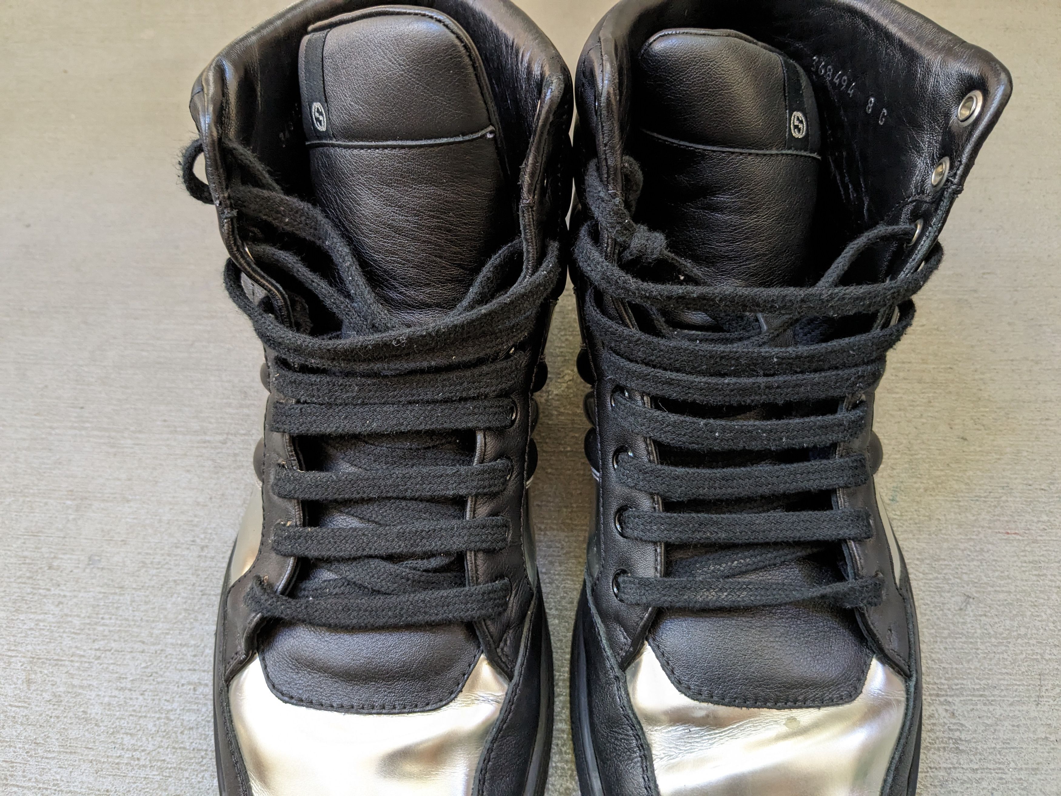 Gucci Gucci Sneakers Black Silver 8.5 High Tops Leather Size US 8.5 / EU 41-42 - 3 Thumbnail