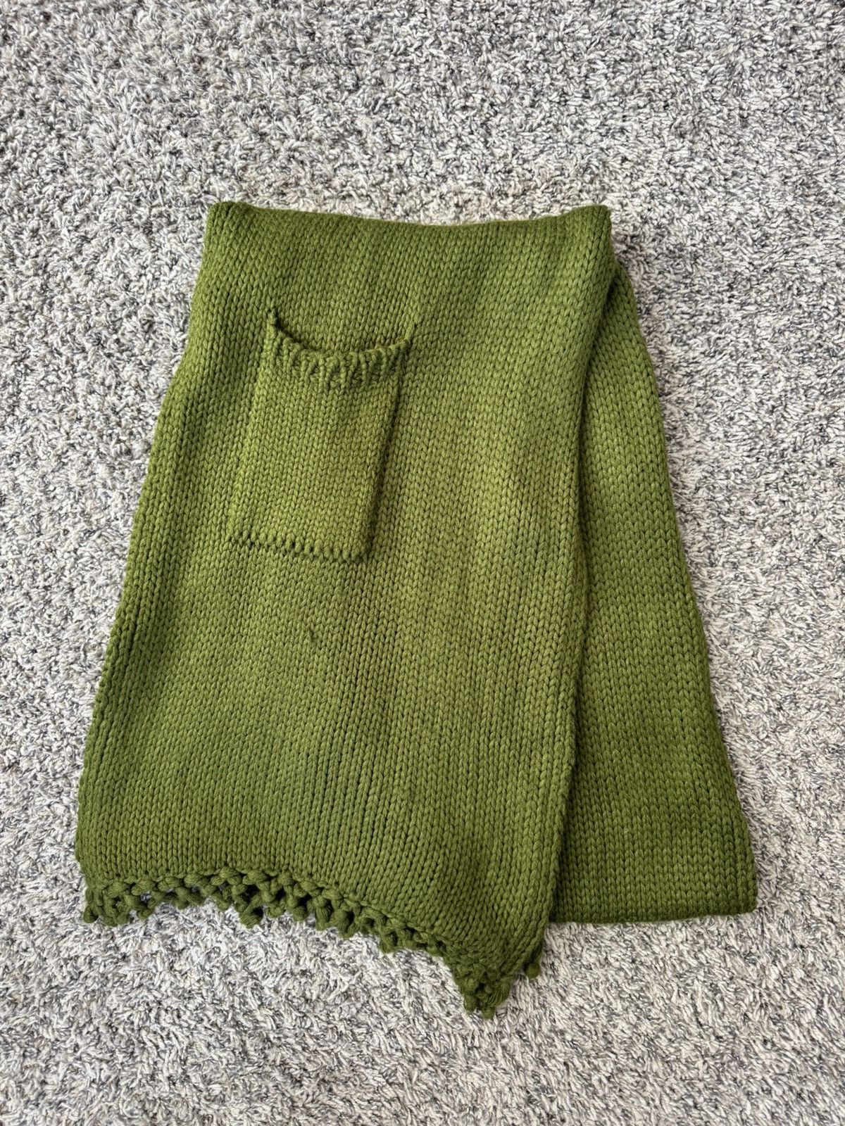 Other Olive Green Knitted Scarf Size ONE SIZE - 1 Preview