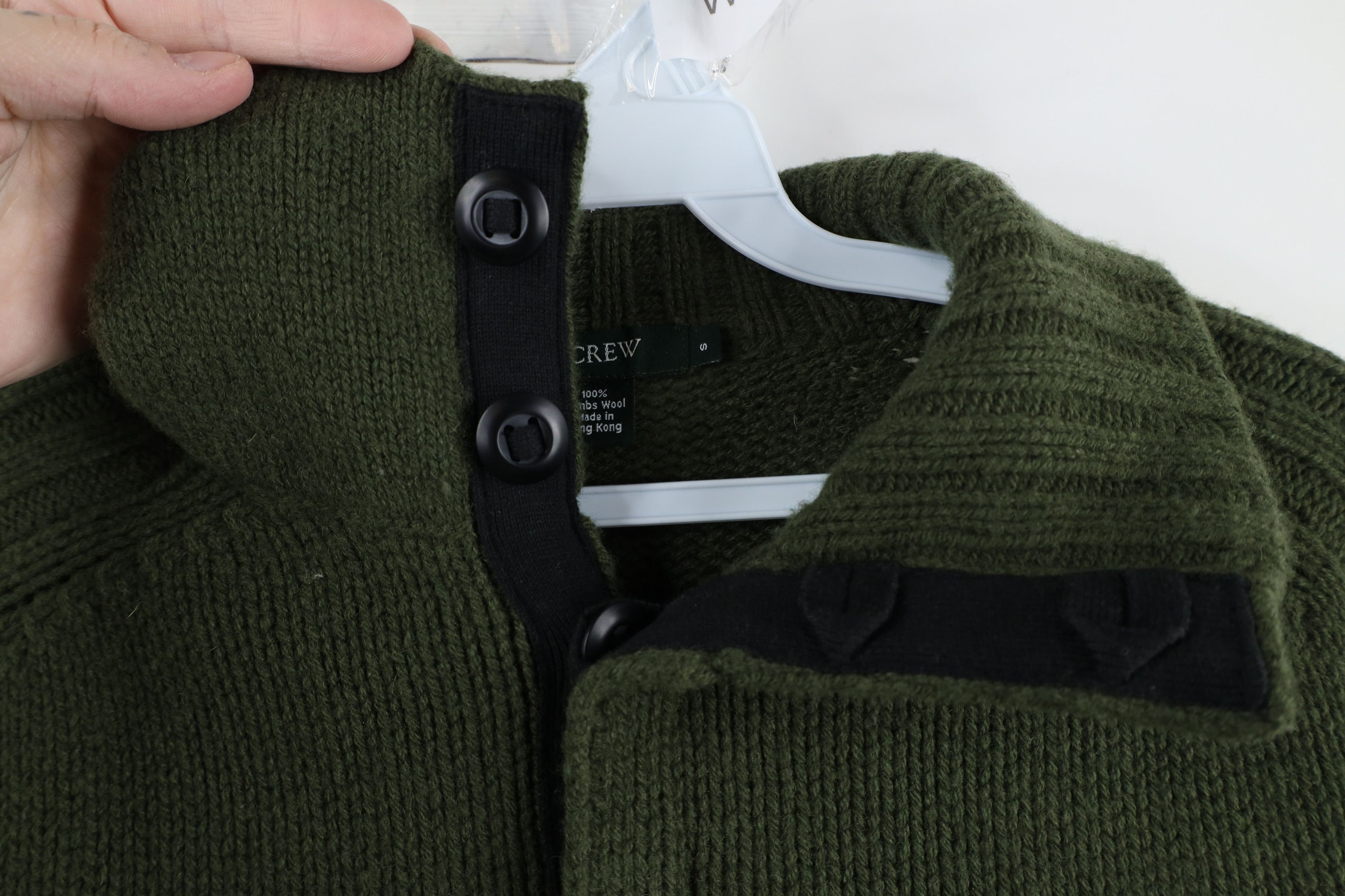 J.Crew × Vintage Vintage J Crew Chunky Knit Lambswool Henley Sweater Green Size US S / EU 44-46 / 1 - 4 Thumbnail