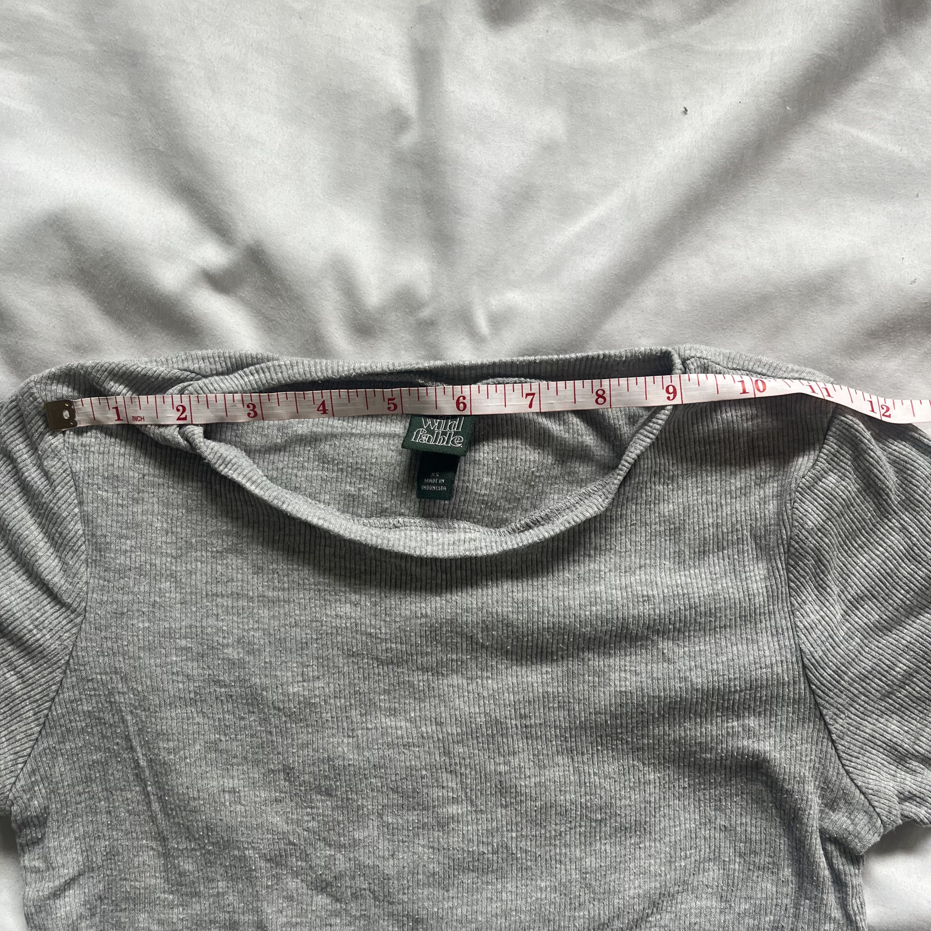 Target Basics Wild Fable Gray Crop Top with Lettuce Hem Size XS / US 0-2 / IT 36-38 - 5 Thumbnail