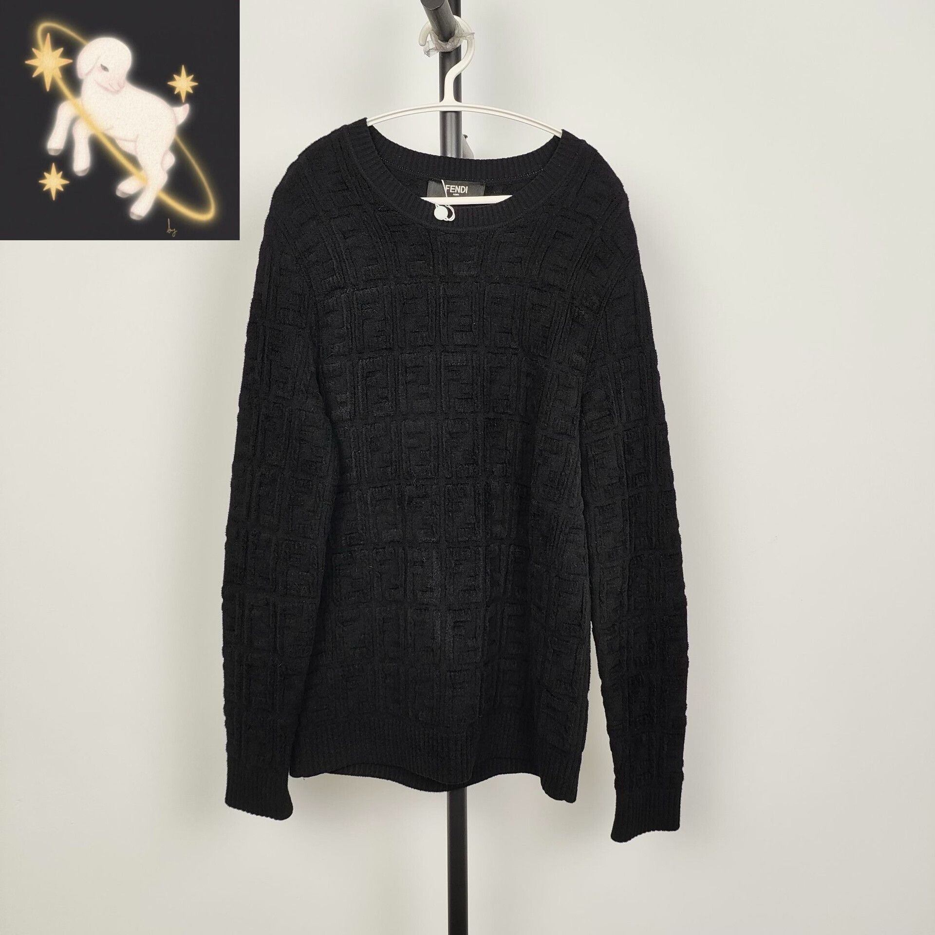 Fendi Fendi Black Double F Jacquard Knit Sweater Size US M / EU 48-50 / 2 - 1 Thumbnail