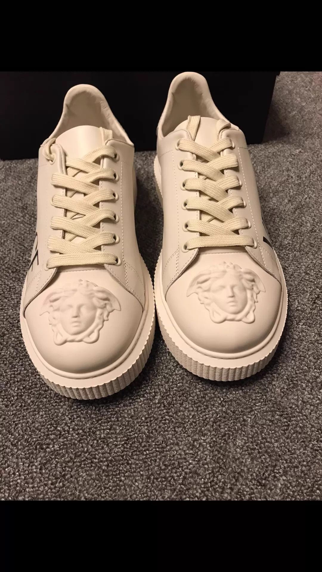 Versace VERSACE White Leather Platform 3D Medusa 42 O/S Size US 9 / EU 42 - 3 Thumbnail